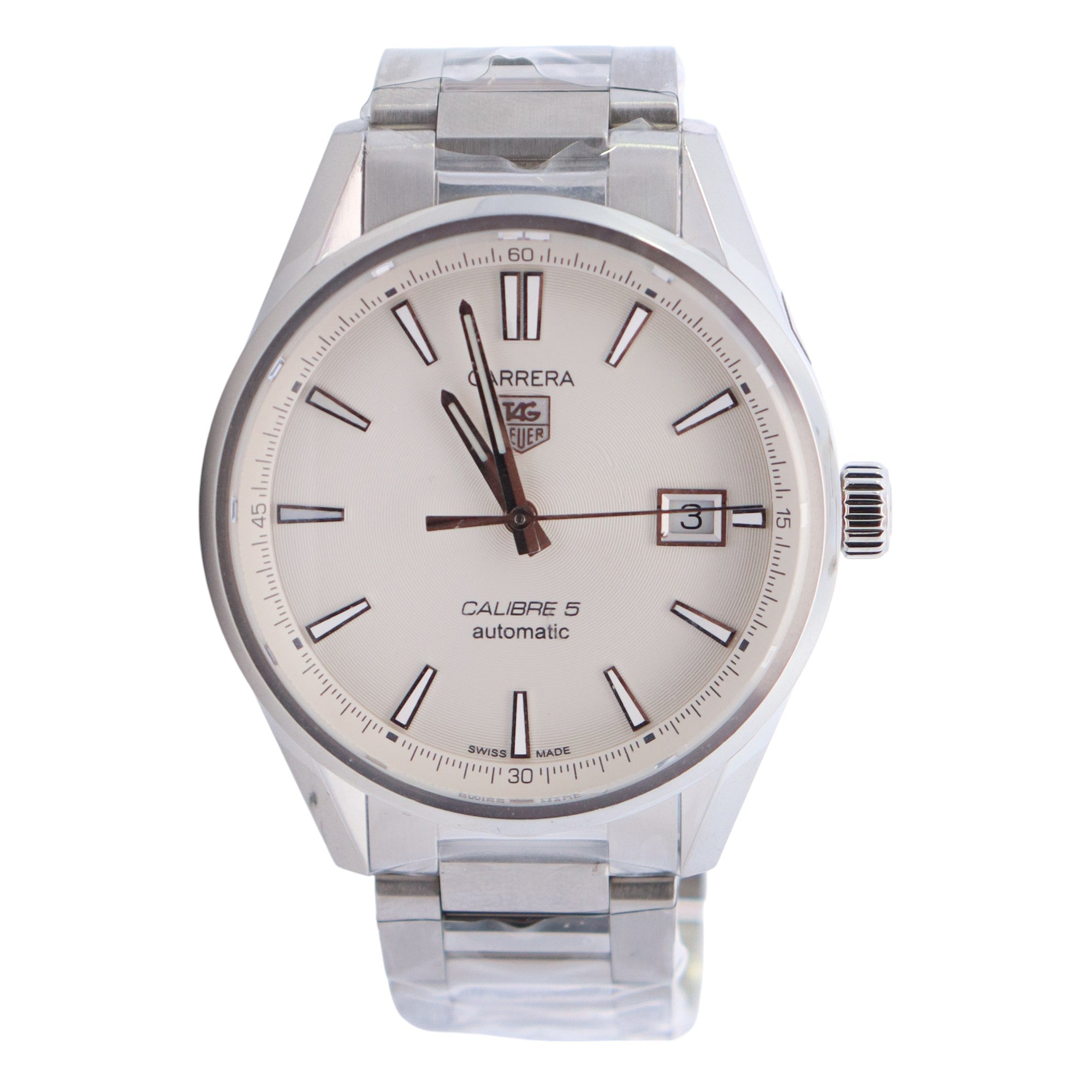 TAG Heuer Carrera White Dial Watch Tag Heuer Carrera 39mm White Dial Watch Ref# WAR211B-3  main image 4