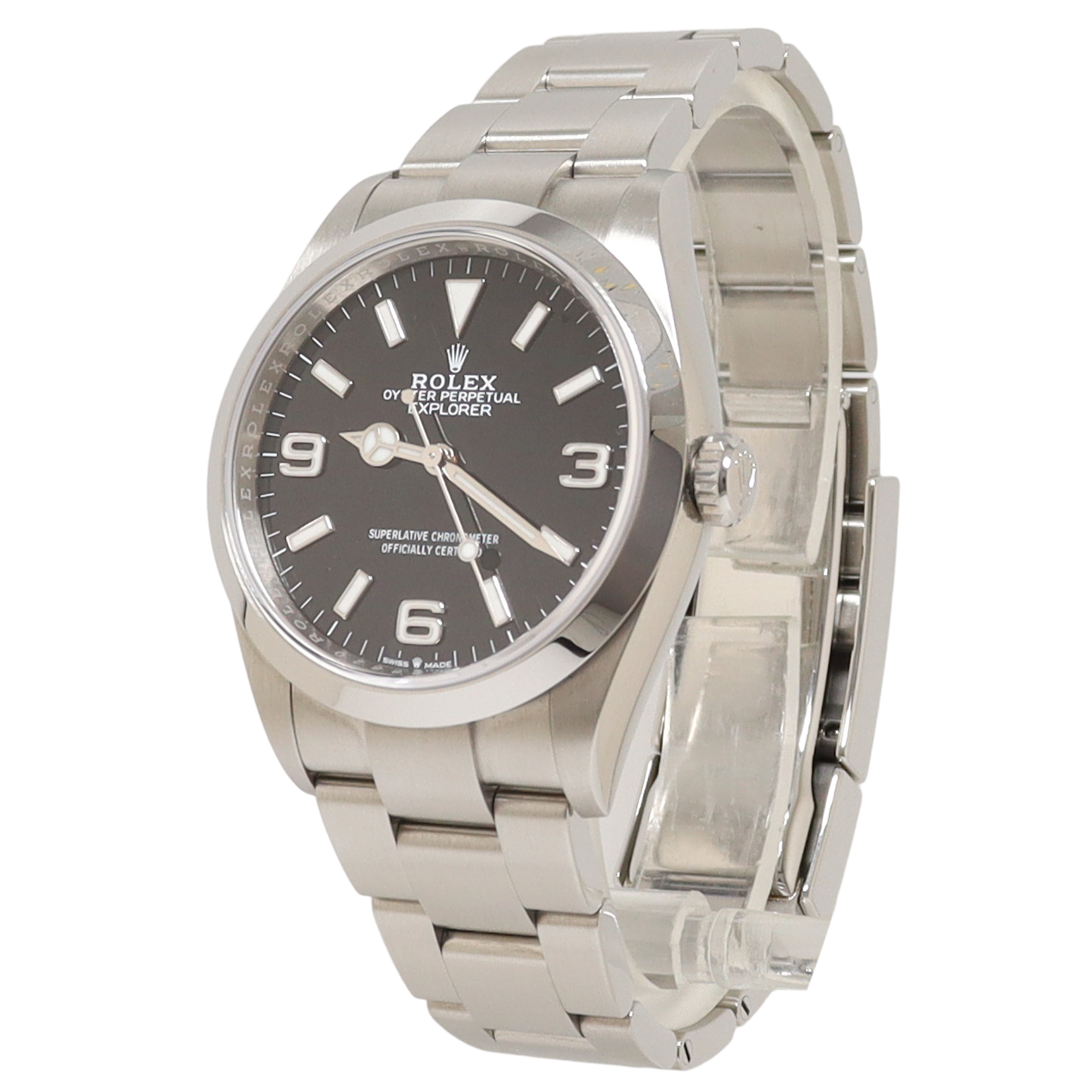 Rolex Explorer Stainless Steel 36mm Black Stick & Roman Dial Watch Reference#: 124270 - Happy Jewelers Fine Jewelry Lifetime Warranty