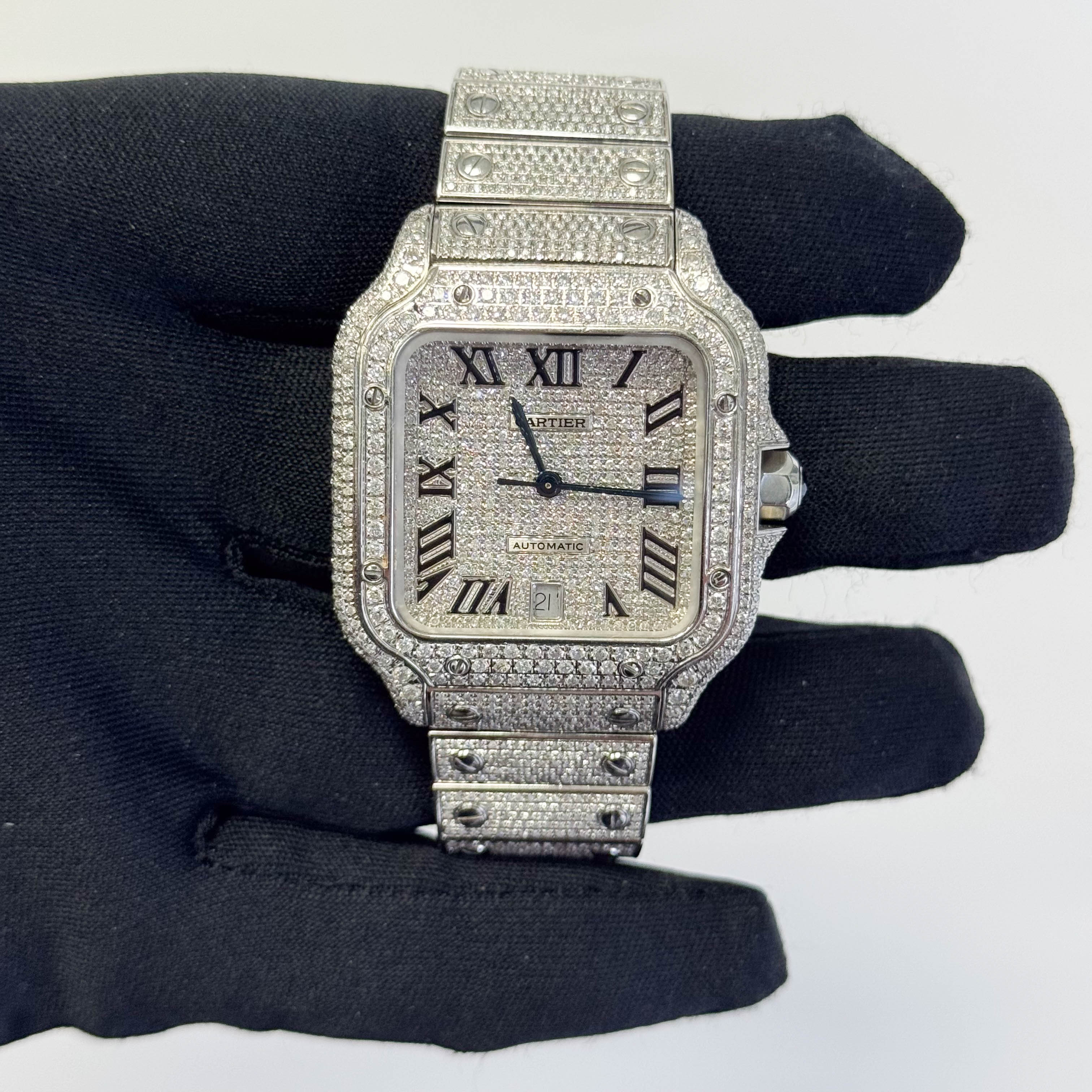 Cartier Santos Iced Out 40mm Iced Out Dial Watch Ref# WSSA0018 - Happy Jewelers Fine Jewelry Lifetime Warranty
