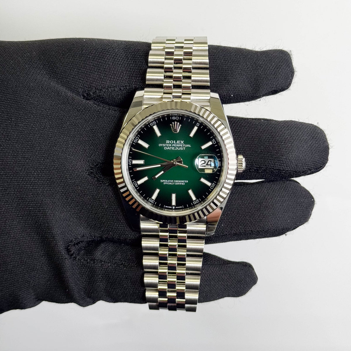 Rolex Datejust 41mm Green Ombre Dial Watch Ref# 126334