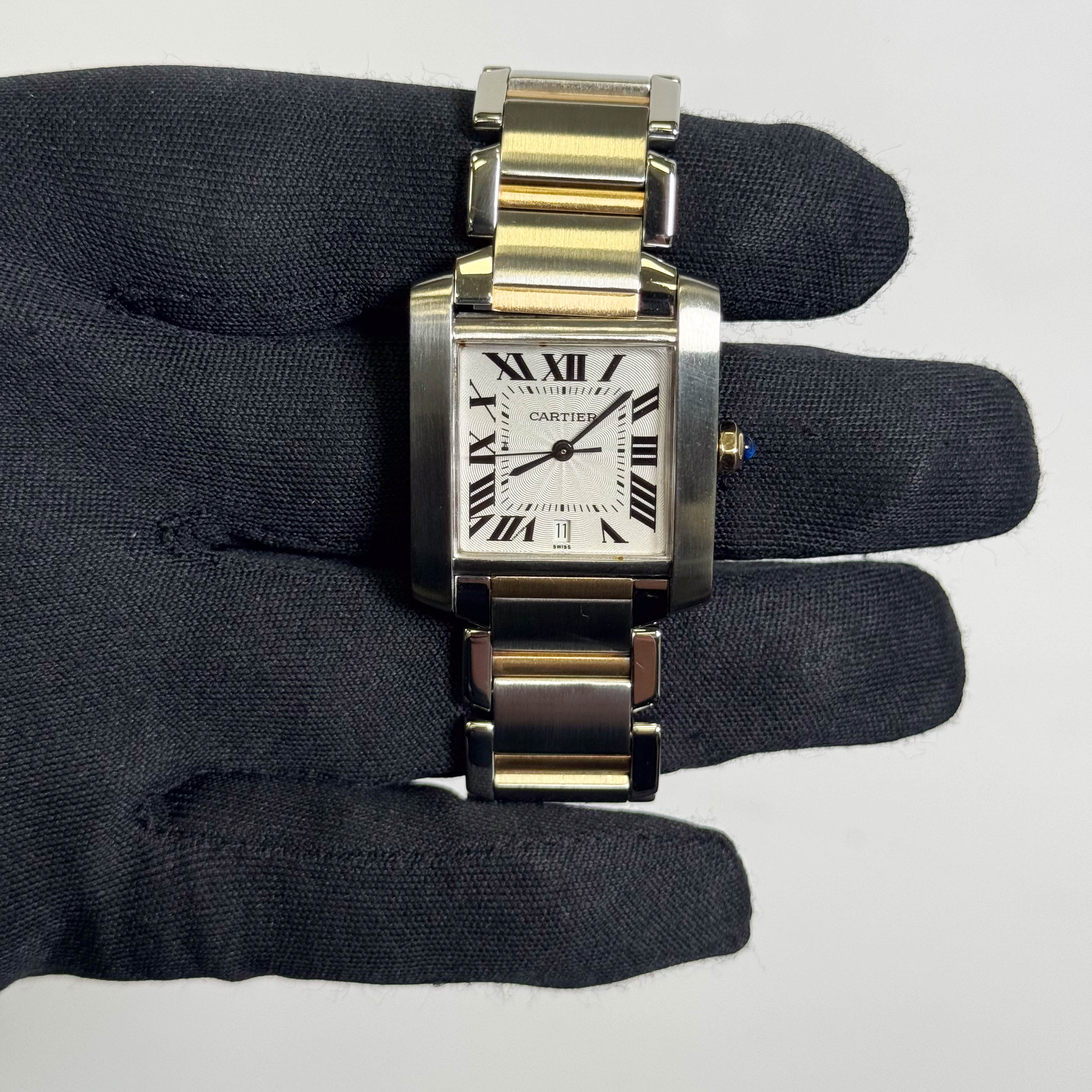 Cartier Tank Francaise Stainless Steel 32mm White Dial Watch Ref# W51005Q4 - Happy Jewelers Fine Jewelry Lifetime Warranty