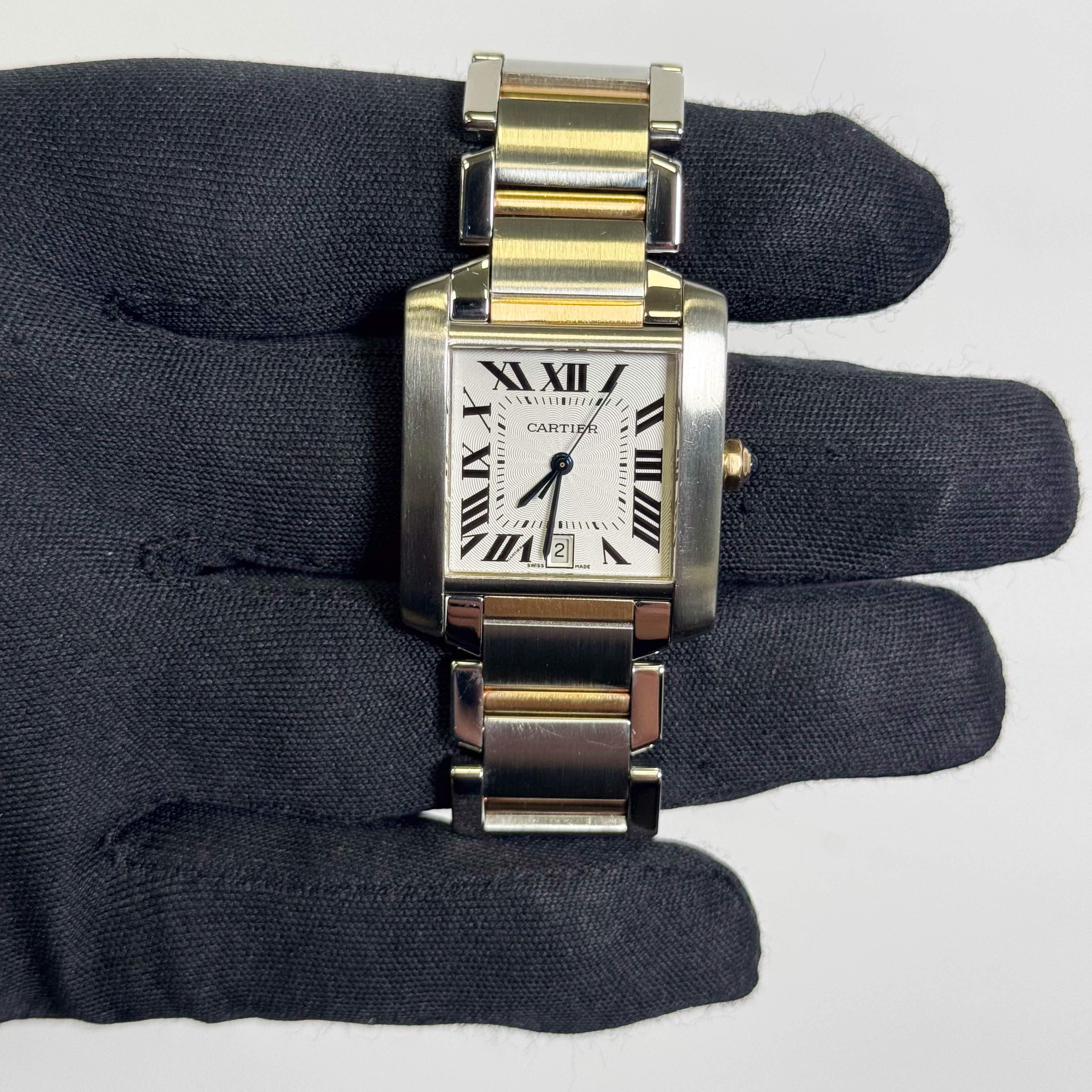 Cartier Tank Francaise Stainless Steel 32mm White Dial Watch Ref# W51005Q4 - Happy Jewelers Fine Jewelry Lifetime Warranty