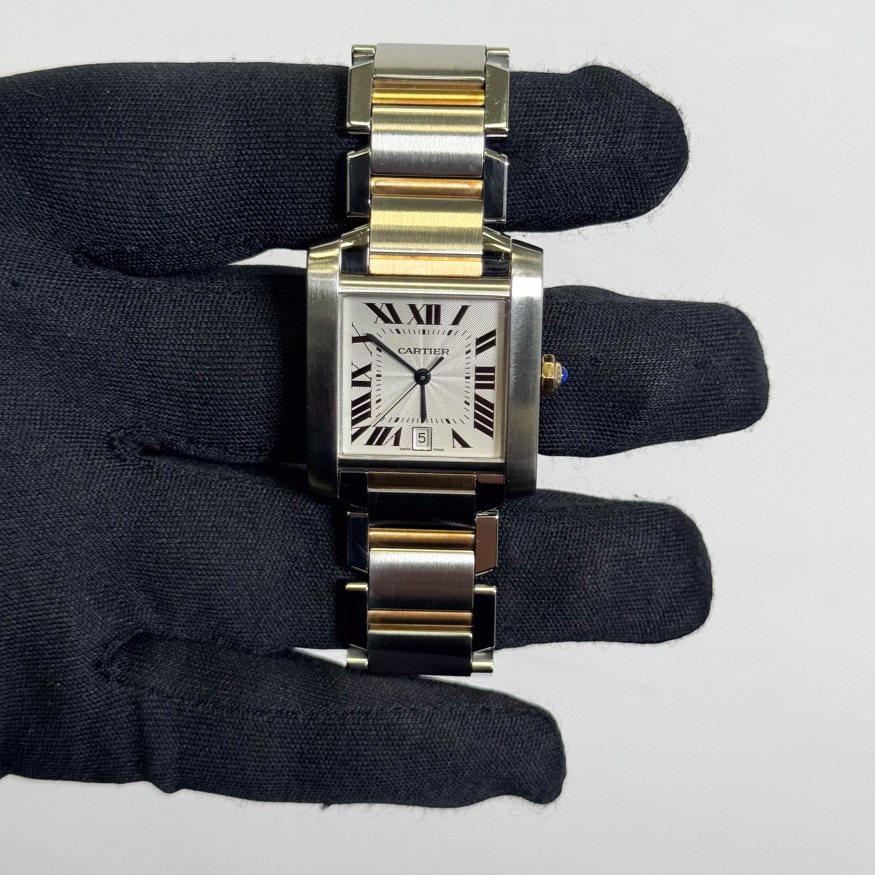 Cartier Tank Francaise Stainless Steel 32mm White Dial Watch Ref# W51005Q4 - Happy Jewelers Fine Jewelry Lifetime Warranty