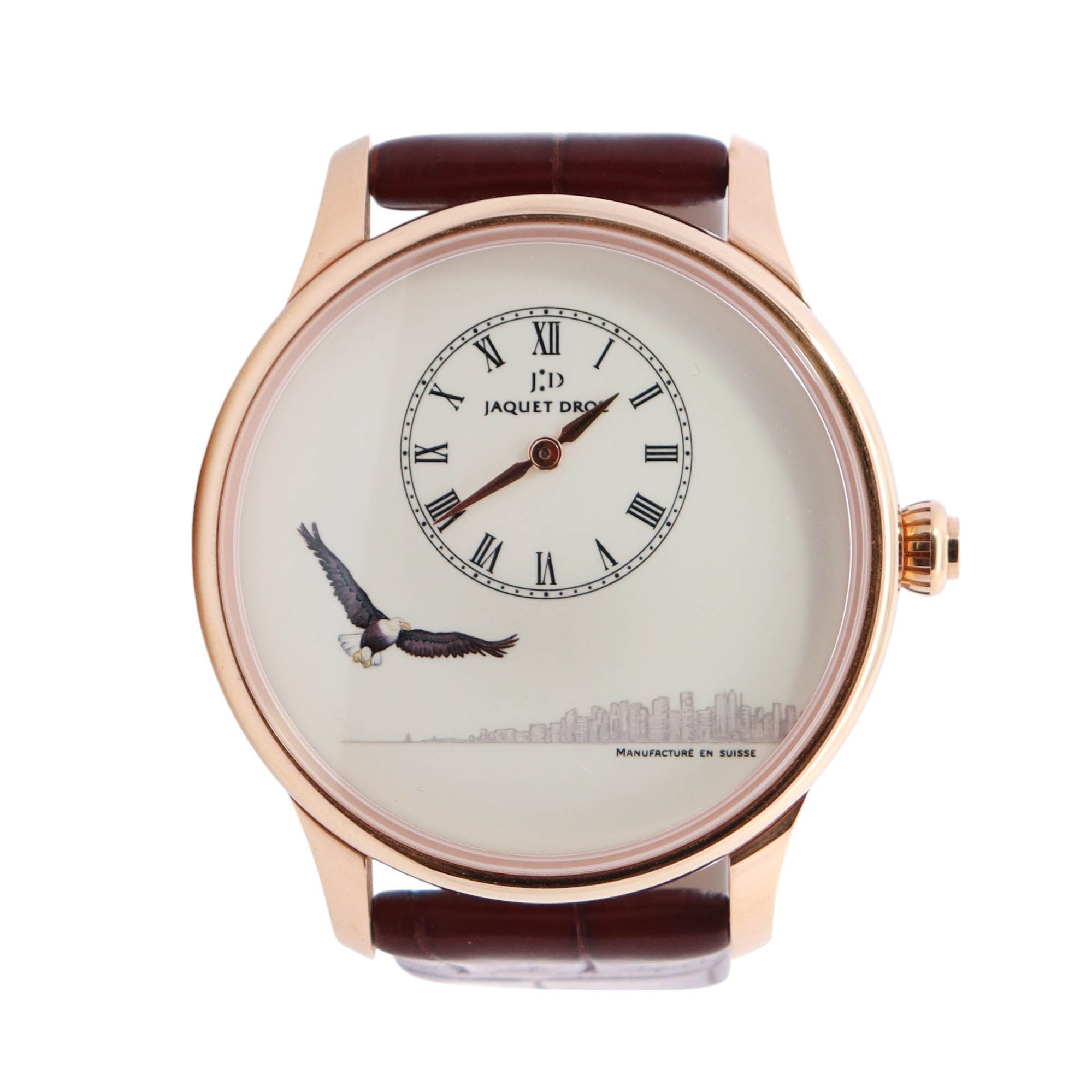 Jaquet Droz Atelier Petite Heure American Eagle 43mm White Dial Ref# J005033212 - Happy Jewelers Fine Jewelry Lifetime Warranty