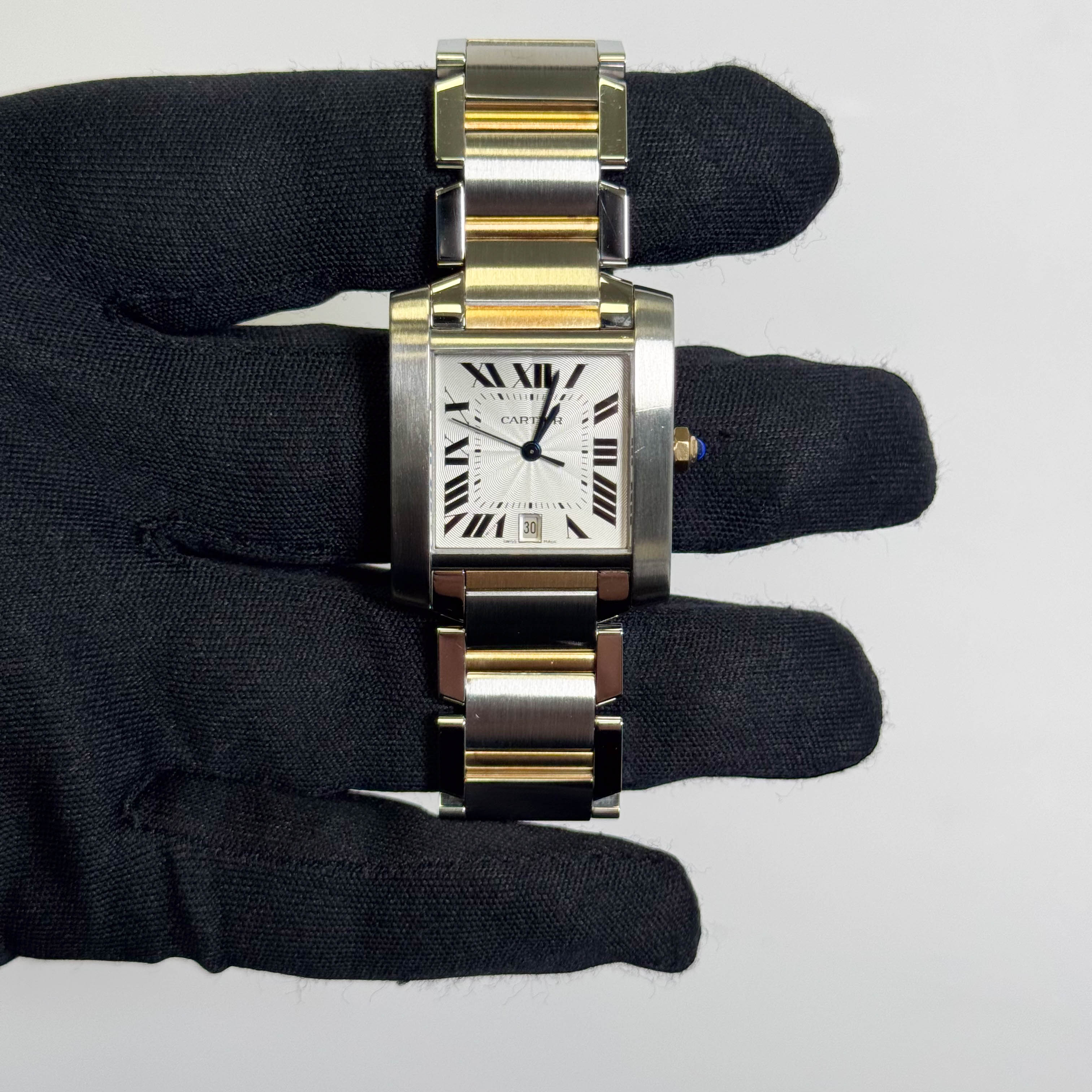 Cartier Tank Francaise Stainless Steel 32mm White Dial Watch Ref# W51005Q4 - Happy Jewelers Fine Jewelry Lifetime Warranty