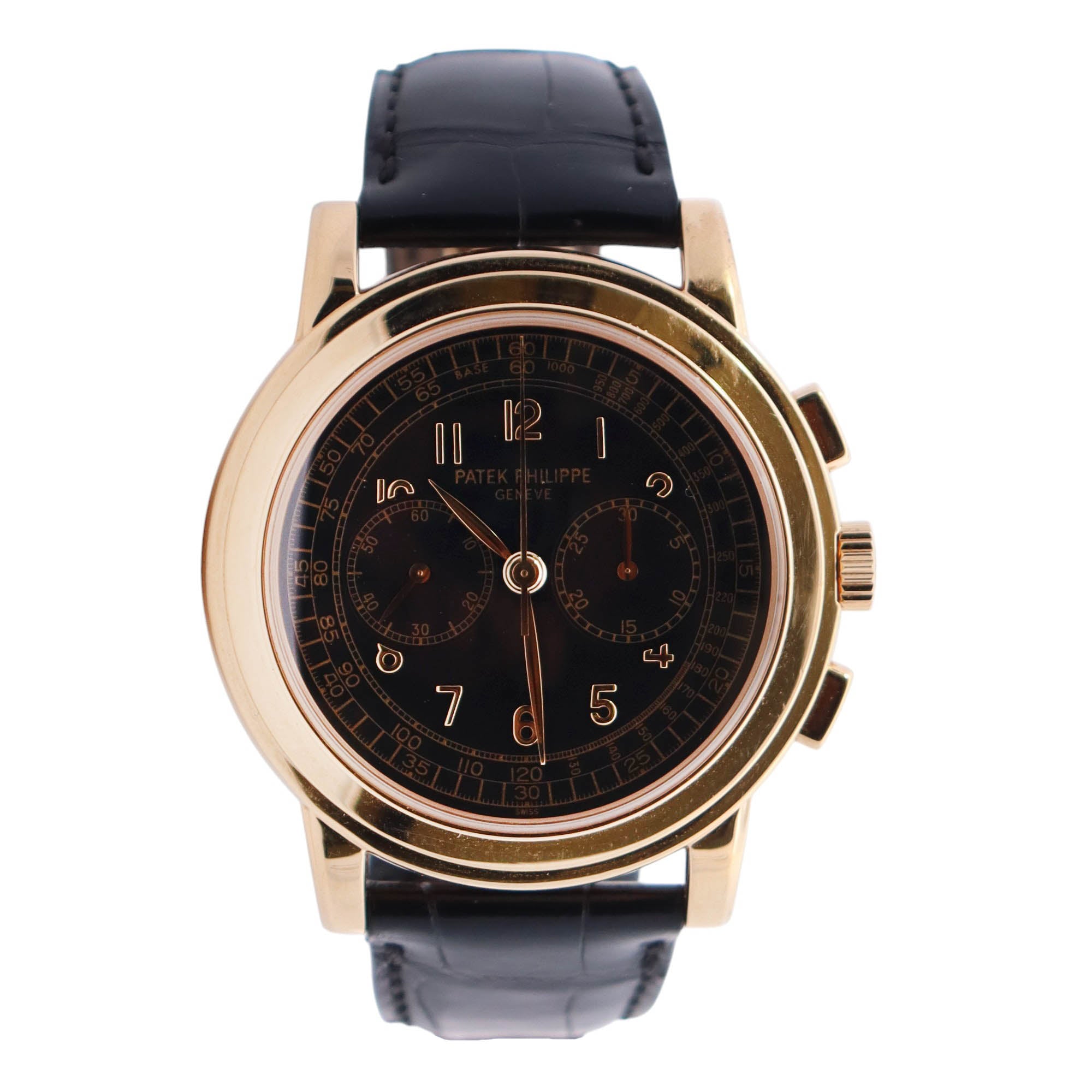 Patek Philippe Complications 42mm Black Dial Watch Ref# 5070J-001 - Happy Jewelers Fine Jewelry Lifetime Warranty