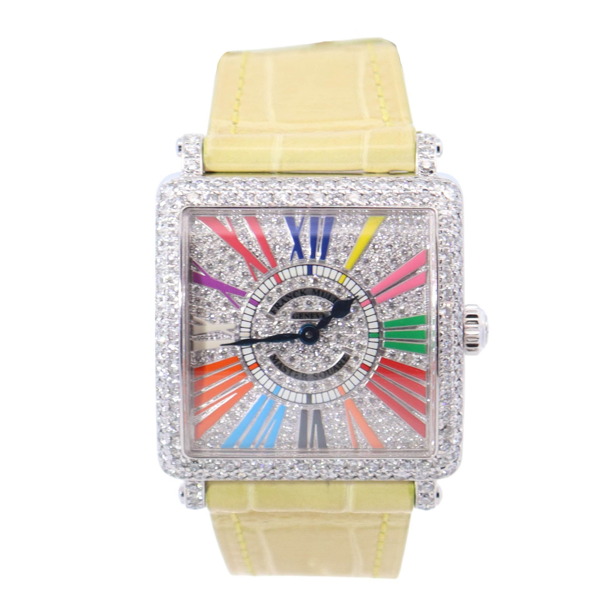 Franck Muller Master Square 29mm Pave Dial Watch Ref# 6002 L QZ D CD COL DR - Happy Jewelers Fine Jewelry Lifetime Warranty