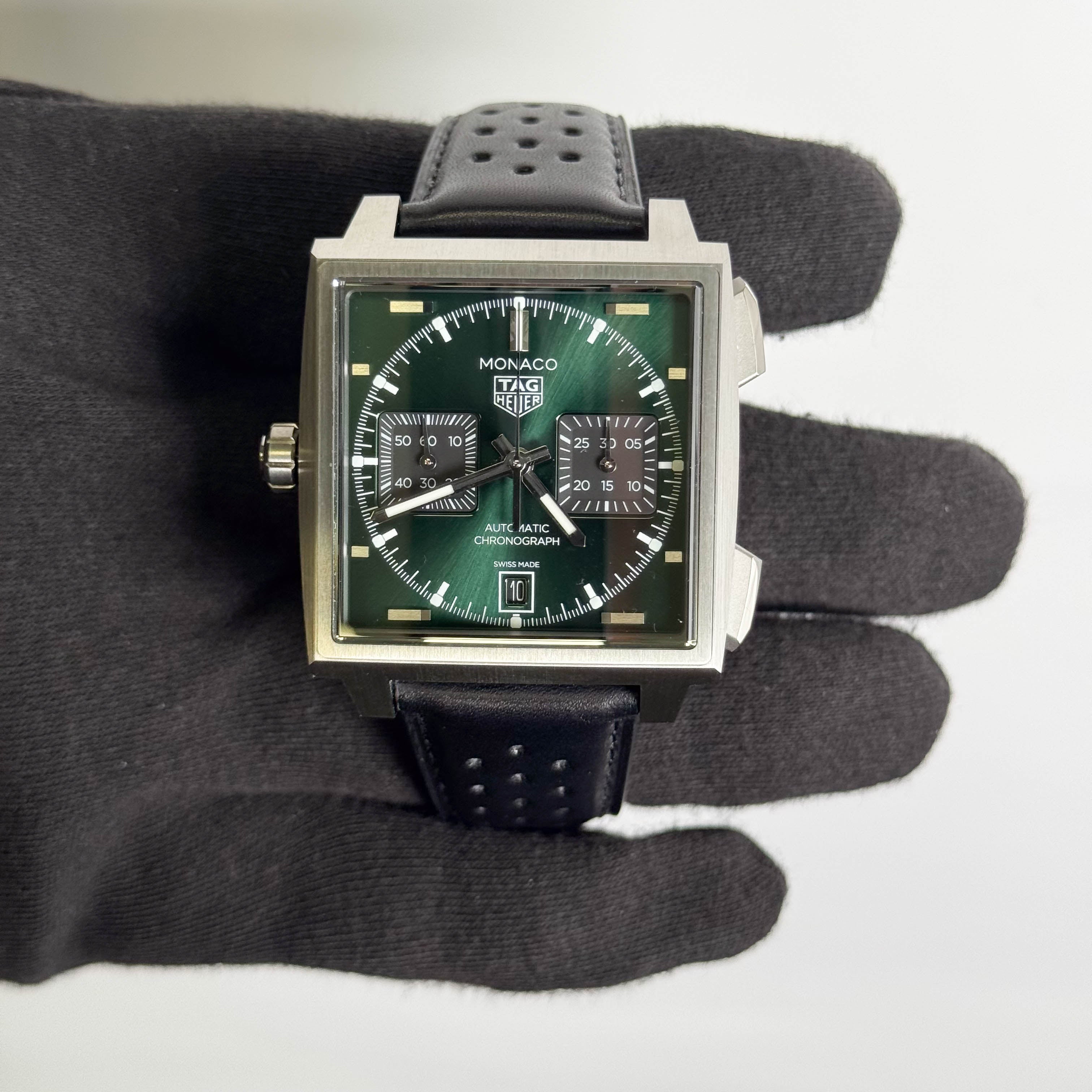Tag Heuer Monaco 39mm Green Dial Watch Ref# CDW2180.FC8360