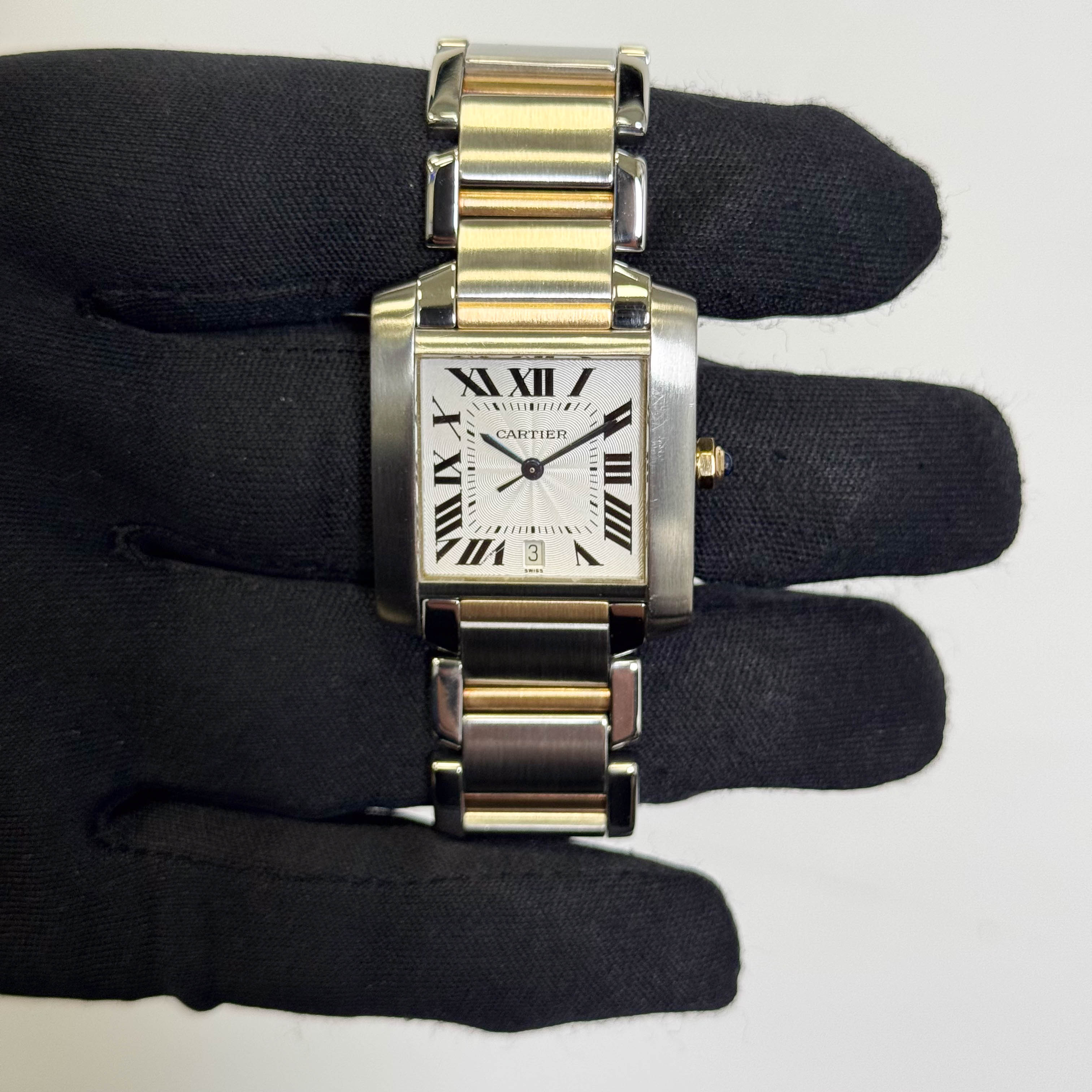 Cartier Tank Francaise Stainless Steel 32mm White Dial Watch Ref# W51005Q4 - Happy Jewelers Fine Jewelry Lifetime Warranty