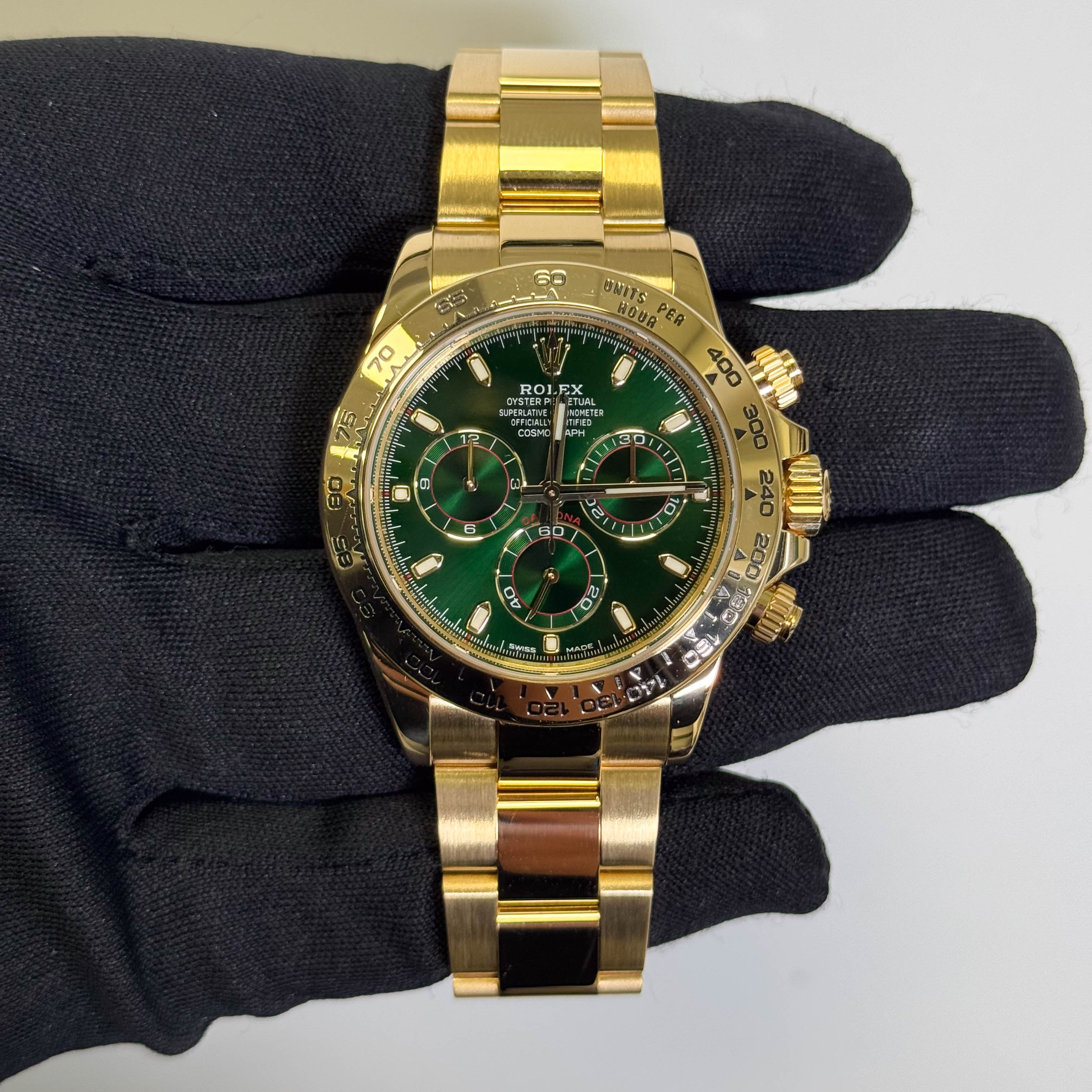 Rolex Daytona 40mm Green Chronograph Stick Dial "John Mayer" Watch Ref# 116508