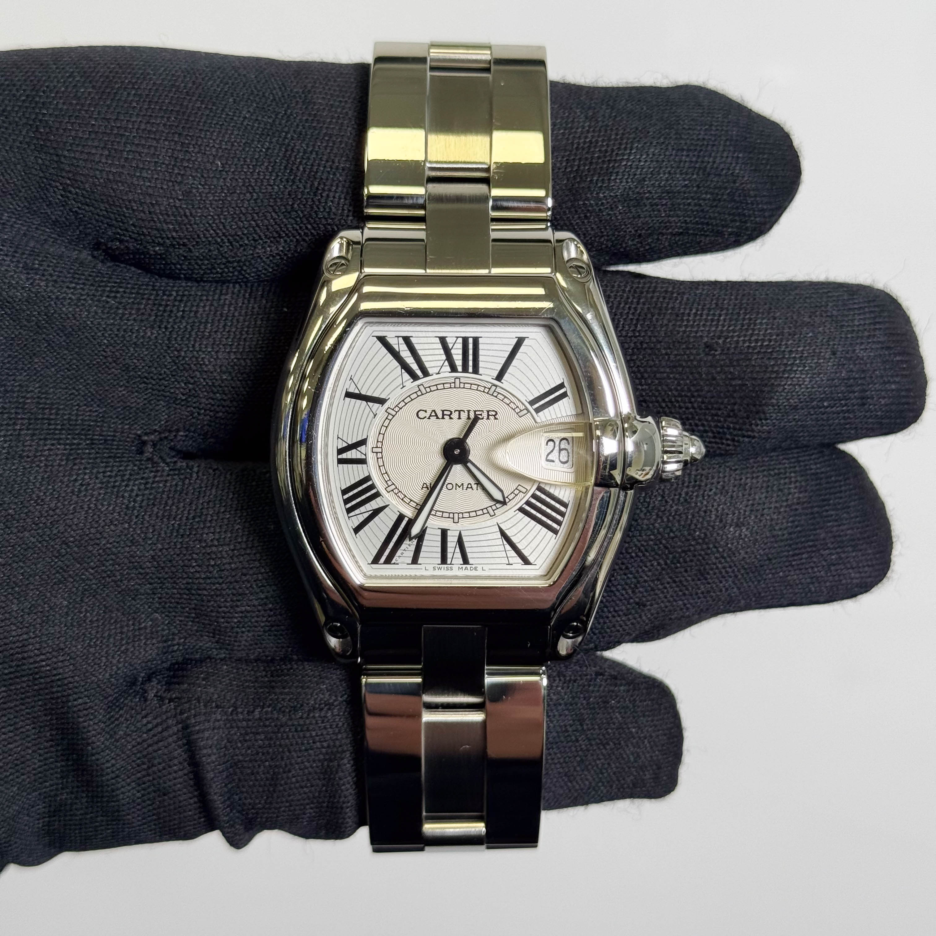 Cartier Roadster Stainless Steel 38mm Silver Dial Watch Ref# W62025V3 - Happy Jewelers Fine Jewelry Lifetime Warranty