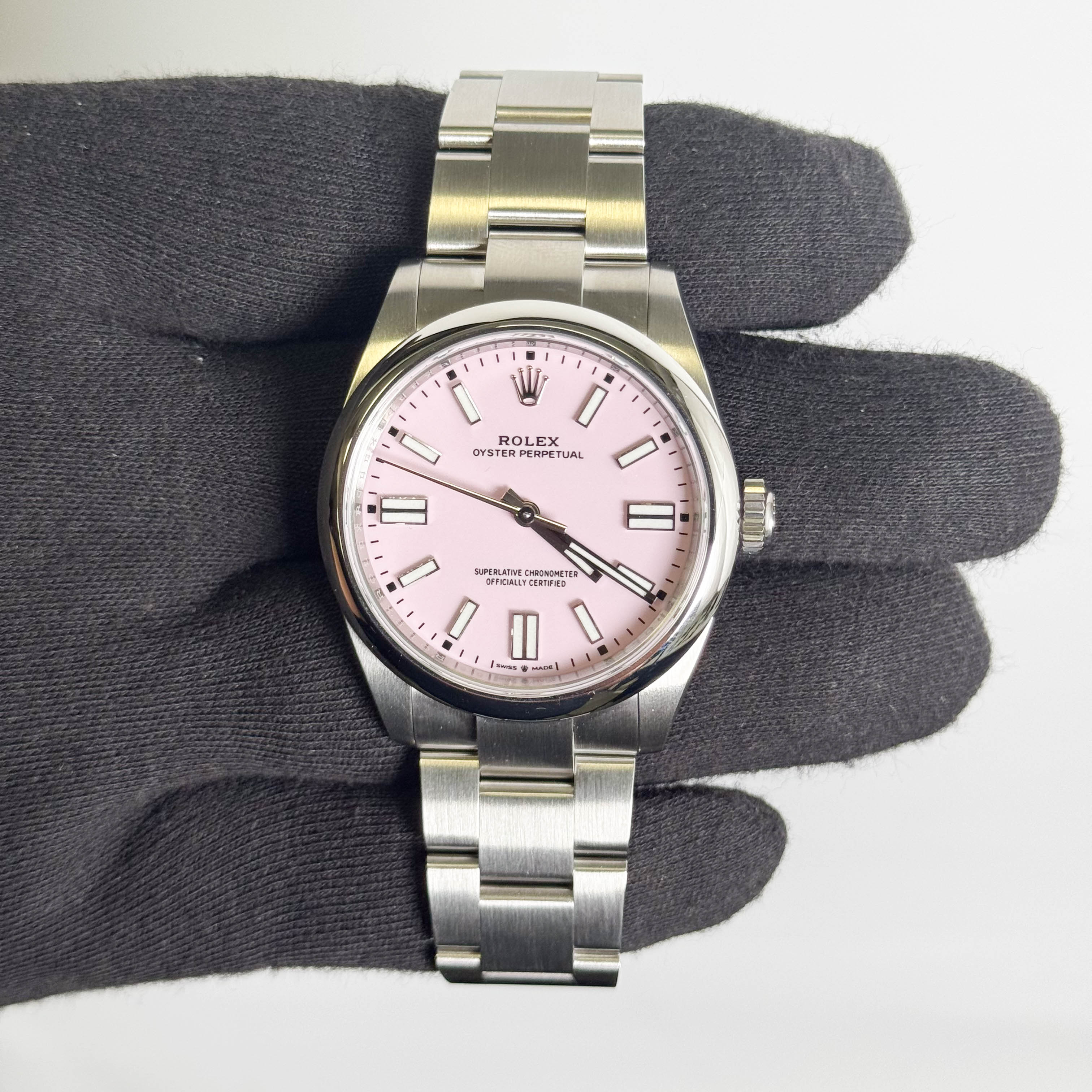 Rolex Oyster Perpetual 41mm Pink Dial Watch Ref# 134300