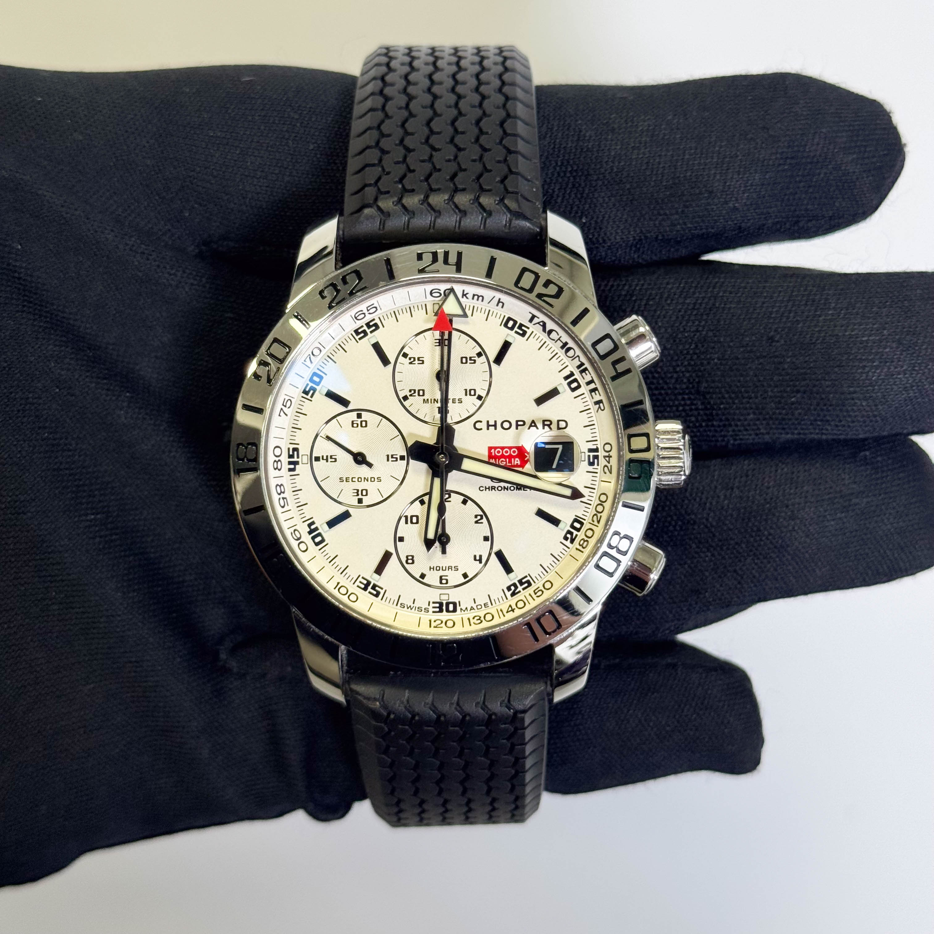 Chopard Mille Miglia 42mm White Dial Watch Ref# 168992-3003 - Happy Jewelers Fine Jewelry Lifetime Warranty