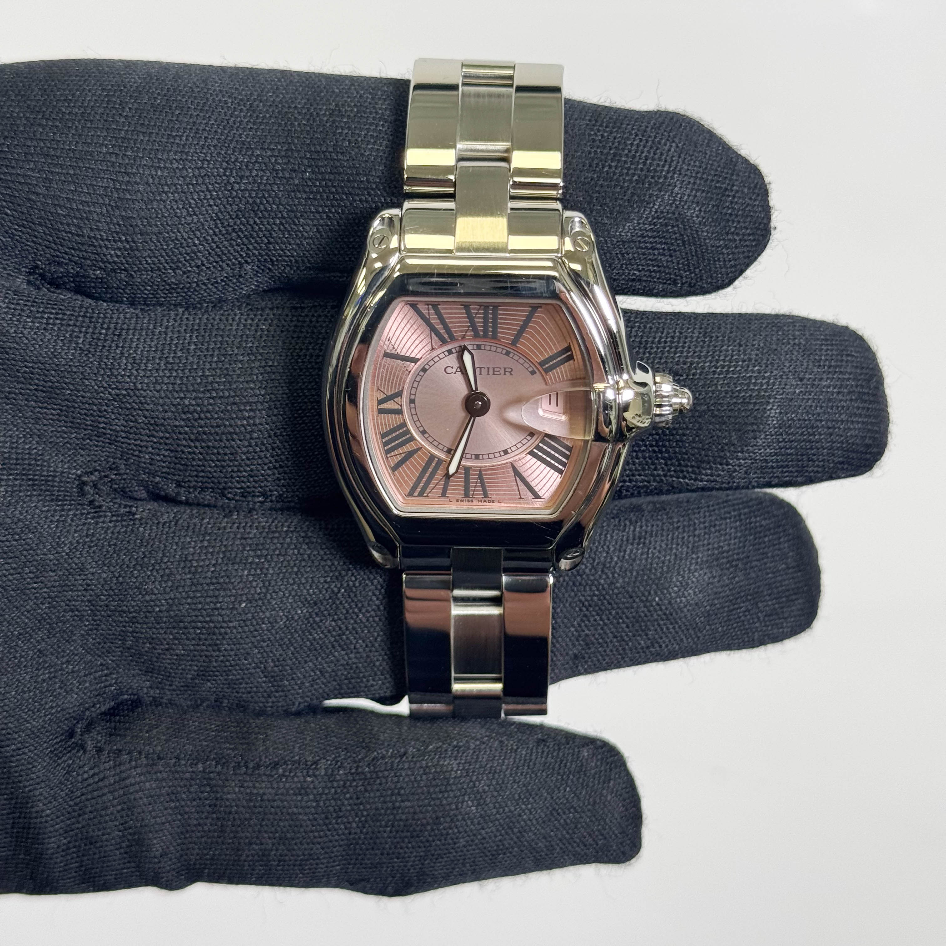 Cartier Roadster Stainless Steel 36x30mm Pink Dial Watch Ref# W62017V3 - Happy Jewelers Fine Jewelry Lifetime Warranty