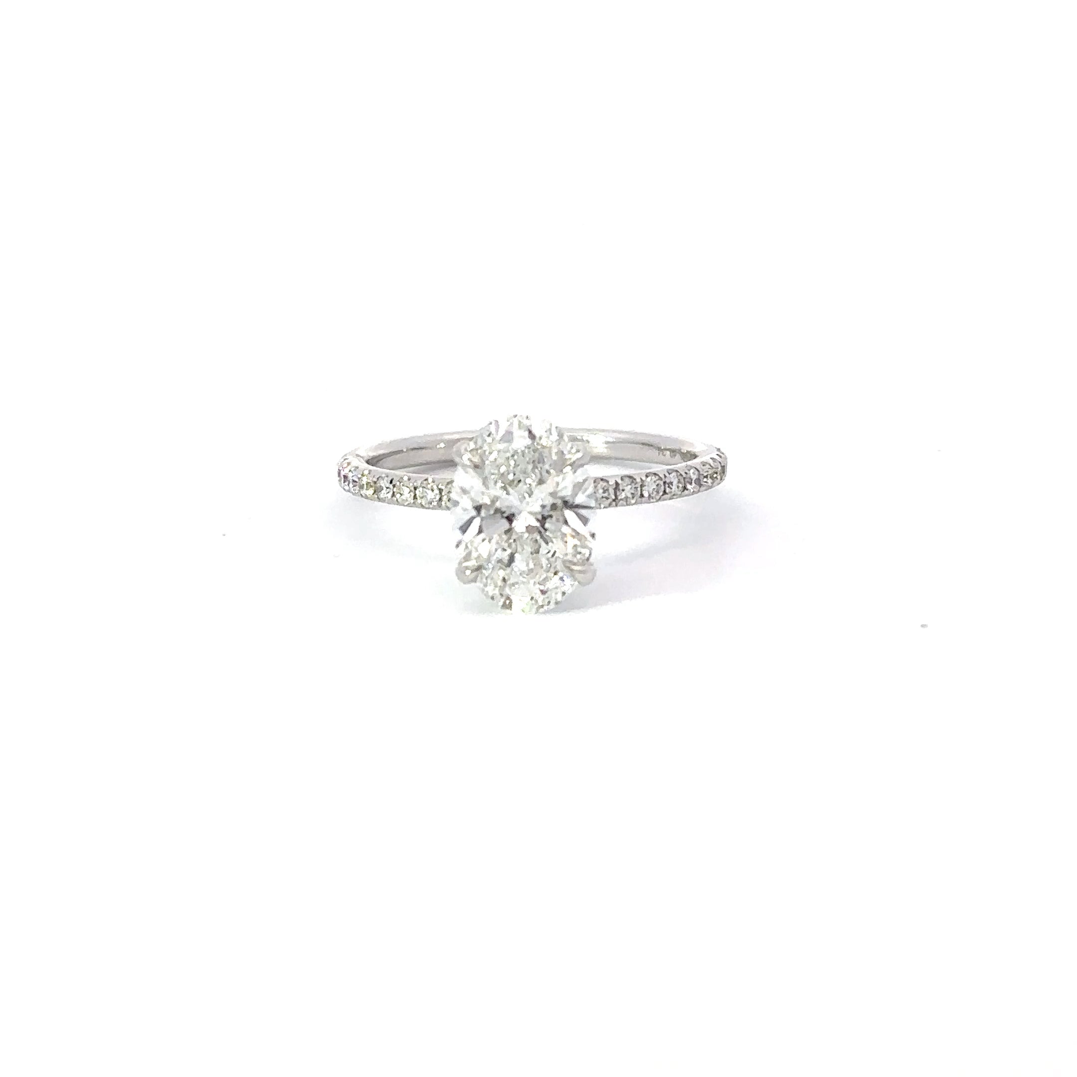 1.73 Carat Lab Grown Oval Engagement Ring with Signature Setting - Happy Jewelers Fine Jewelry Lifetime Warranty