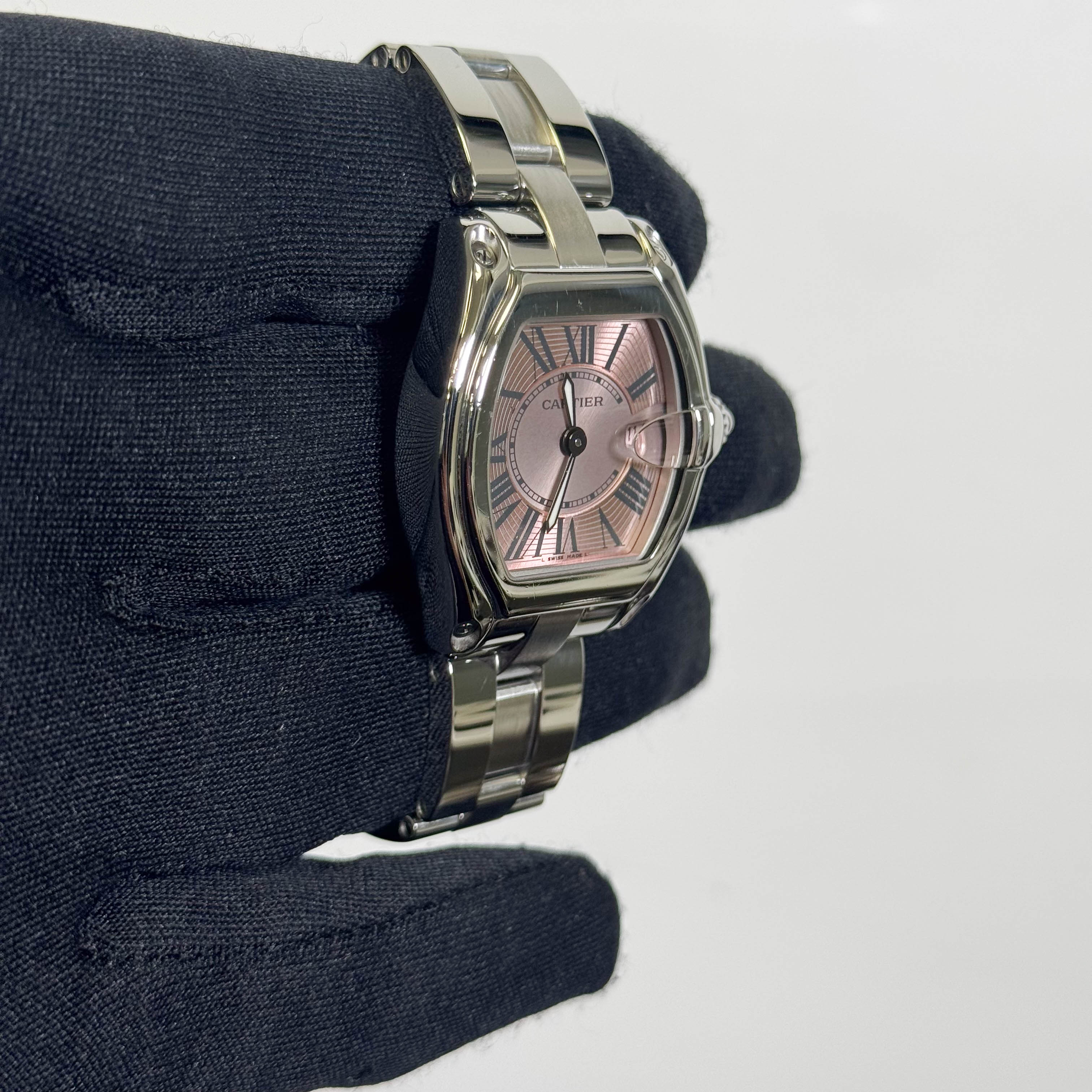 Cartier Roadster Stainless Steel 36x30mm Pink Dial Watch Ref# W62017V3 - Happy Jewelers Fine Jewelry Lifetime Warranty