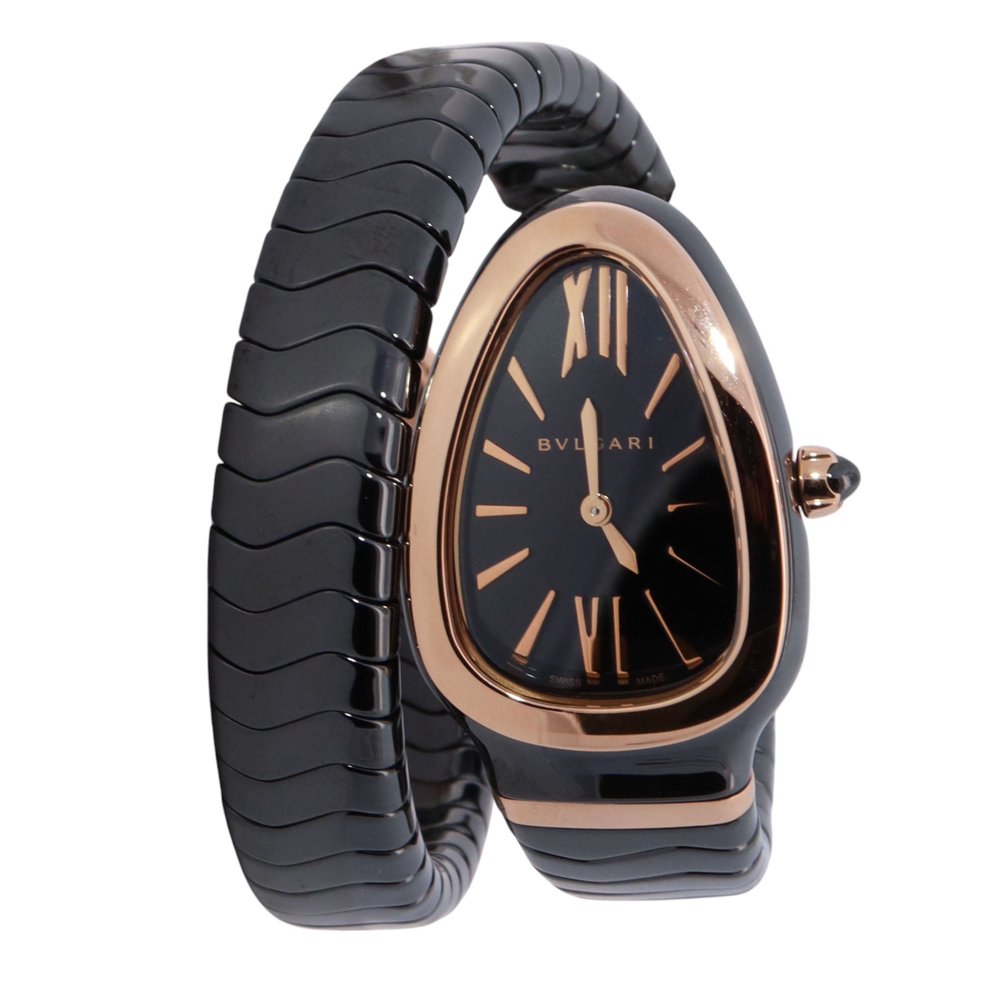 Bvlgari Serpenti 35mm Black Dial Watch Ref# 102735 – Happy Jewelers