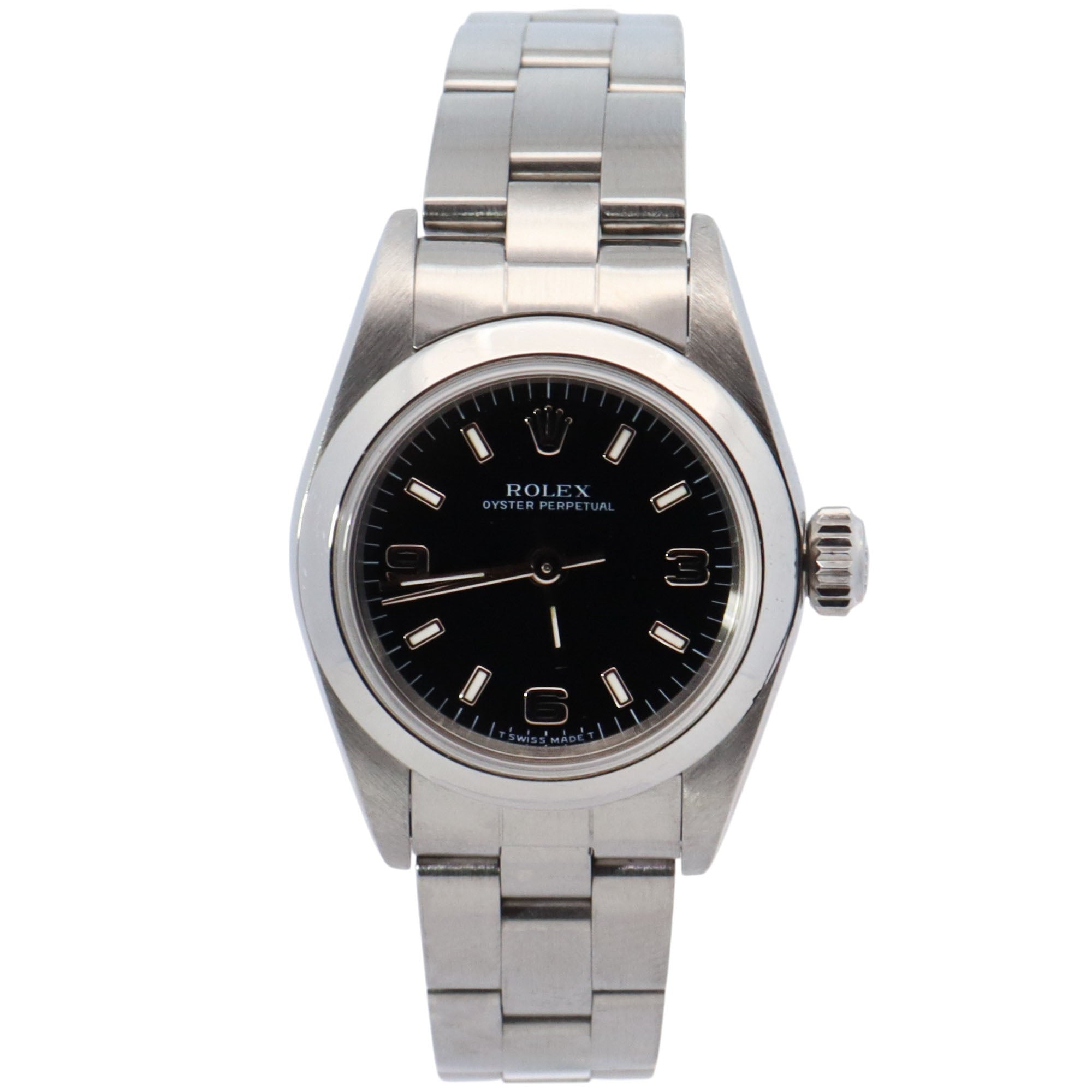 Rolex Oyster Perpetual 26mm Black Dial Watch Ref# 67180 - Happy Jewelers Fine Jewelry Lifetime Warranty