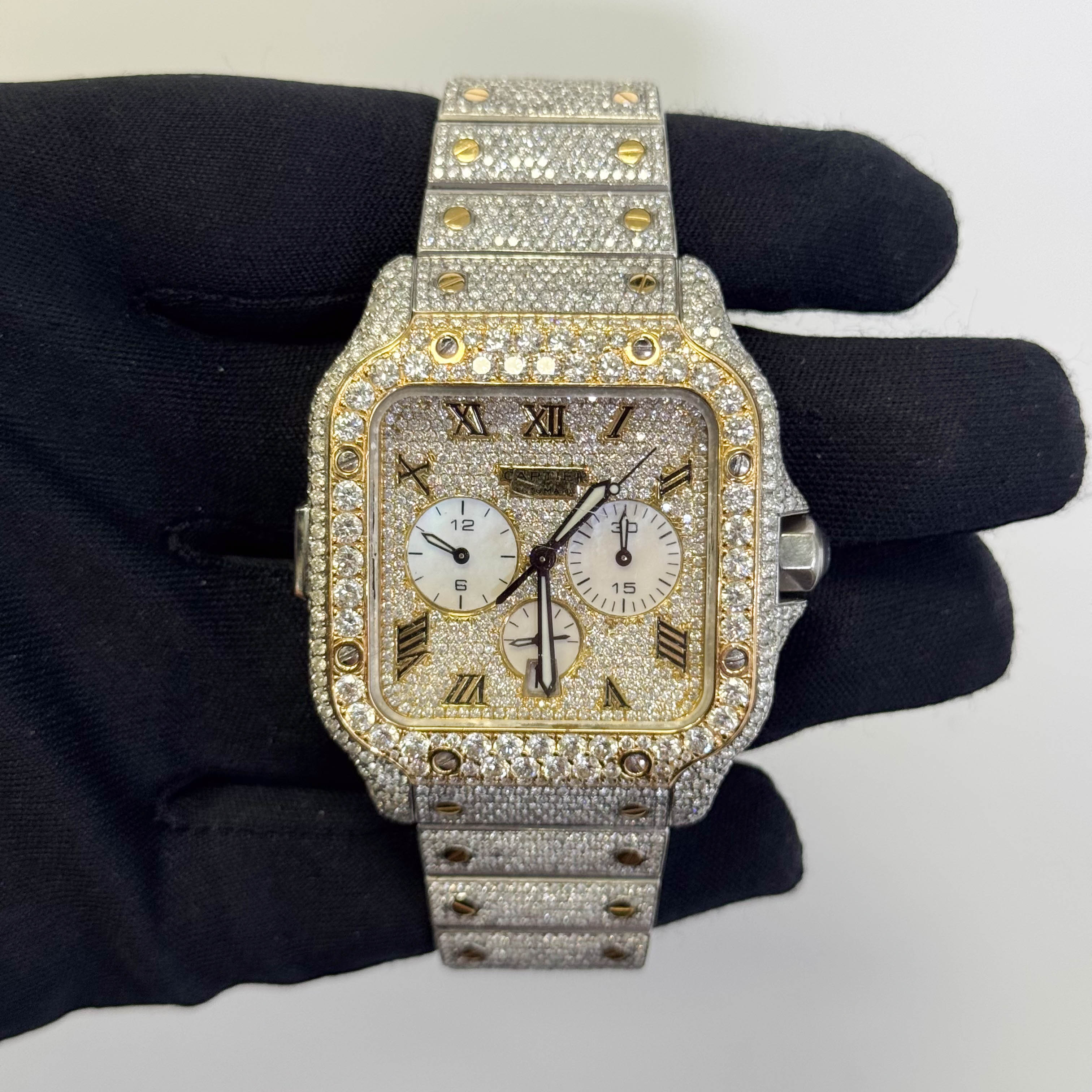 Cartier Santos 43.3mm Pave Dial Watch Ref# W2SA0008 - Happy Jewelers Fine Jewelry Lifetime Warranty