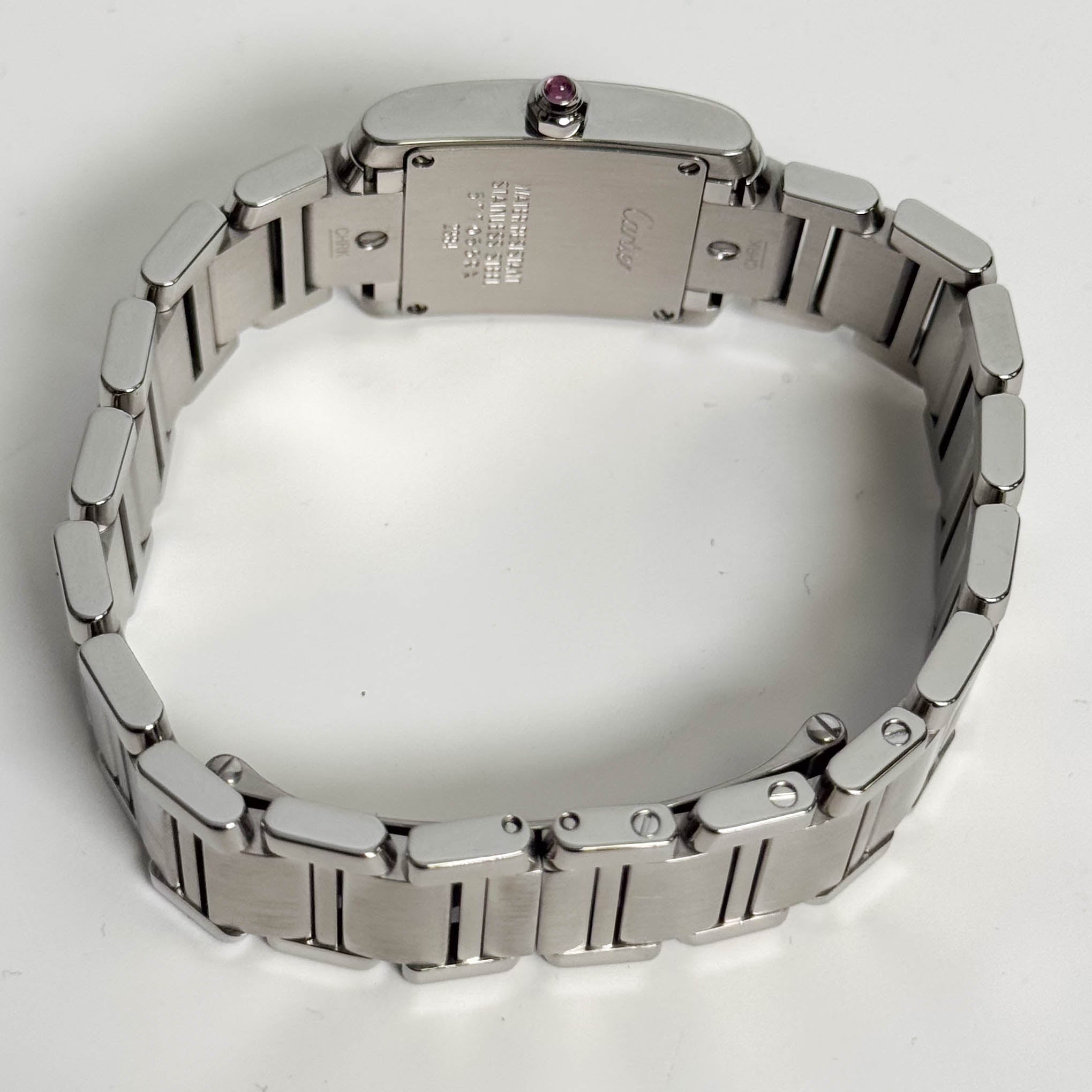 Cartier Tank Francaise Stainless Steel 20mm MOP Dial Watch Ref# W51028Q3 - Happy Jewelers Fine Jewelry Lifetime Warranty