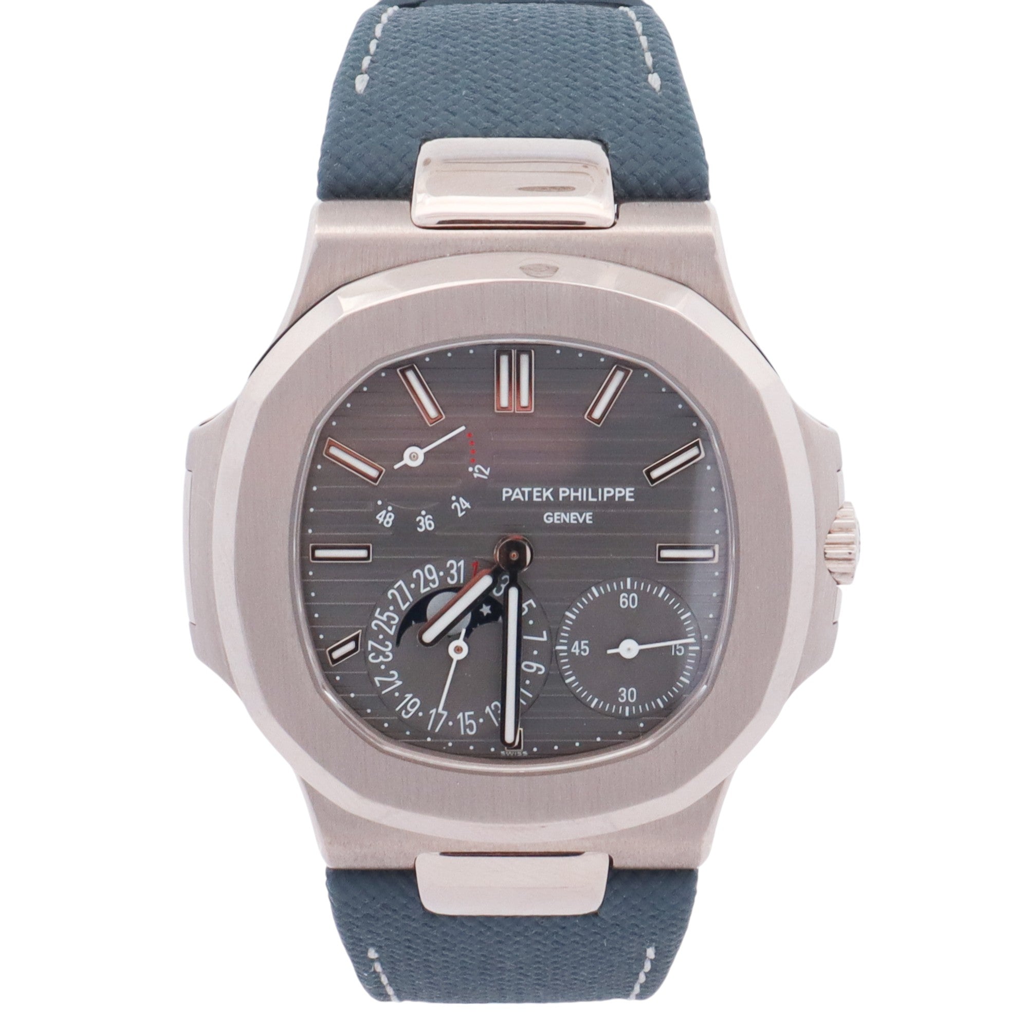 Patek Philippe Nautilus 40mm White Gold Gray Dial Watch Ref# 5712G-001 - Happy Jewelers Fine Jewelry Lifetime Warranty