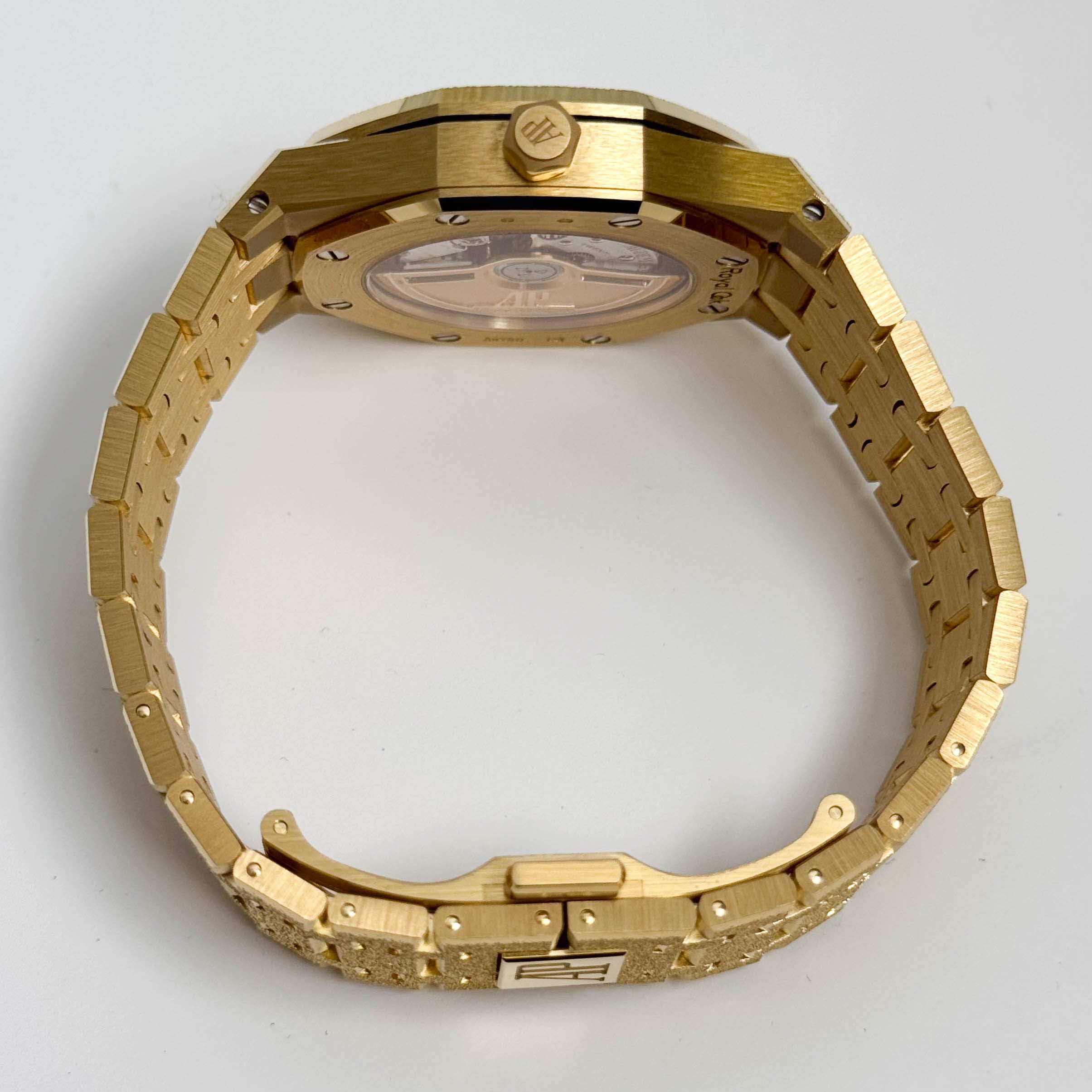 Audemars Piguet Royal Oak Frosted 34mm Yellow Gold Sand Plated Dial Watch Ref# 77450BA.GG.1361BA.01