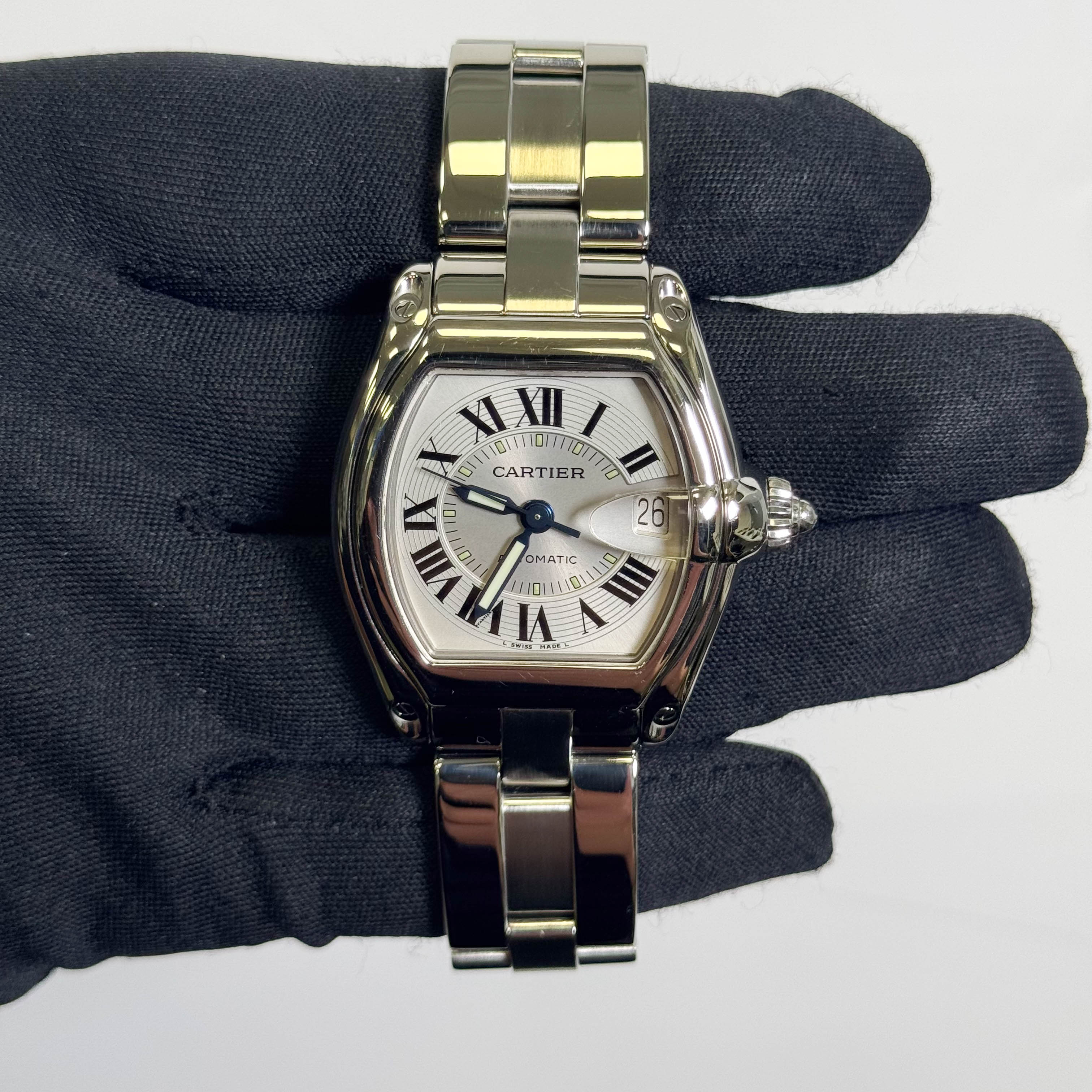 Cartier Roadster Stainless Steel 38mm Silver Dial Watch Ref# W62000V3 - Happy Jewelers Fine Jewelry Lifetime Warranty