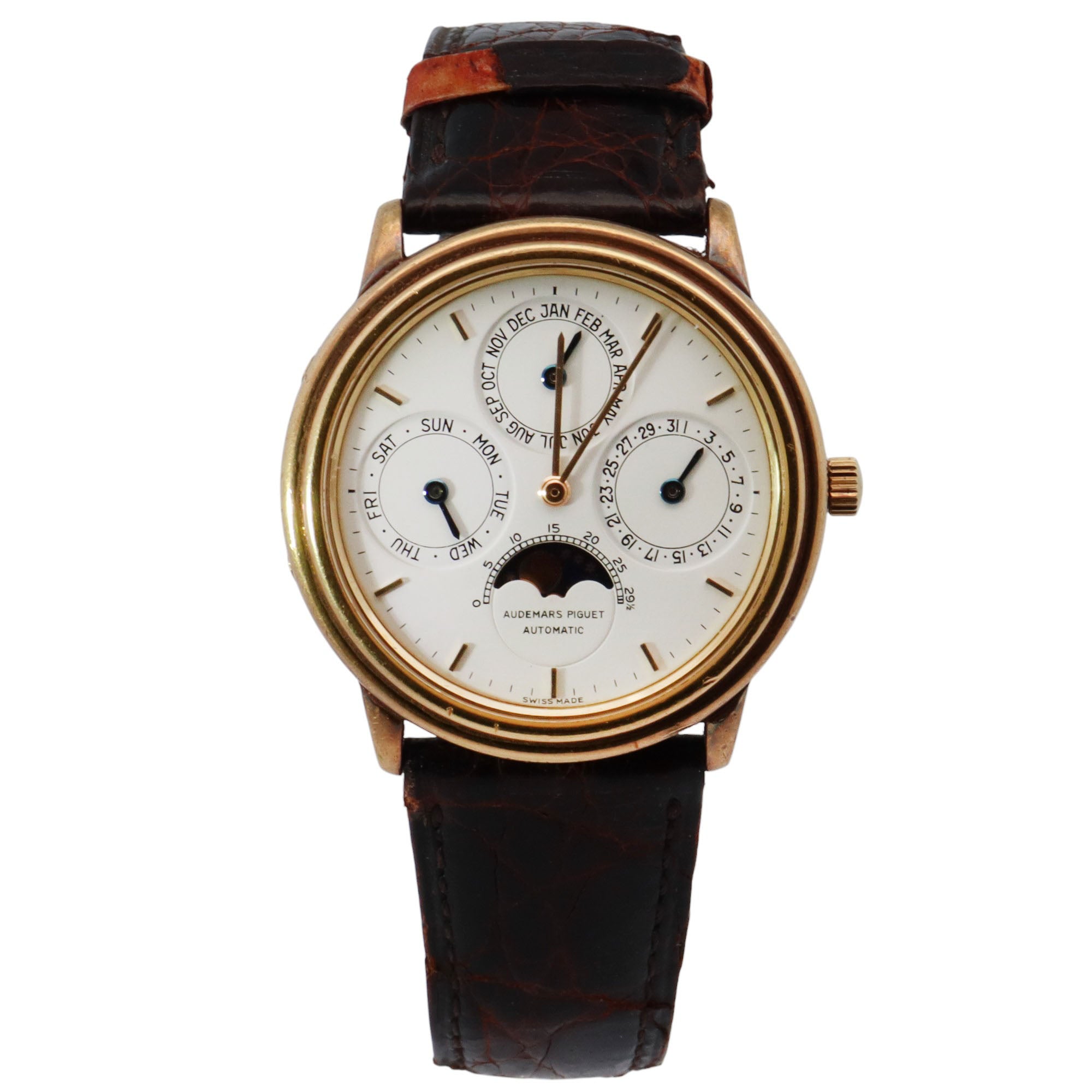 Audemars Piguet Perpetual Calendar 36mm White Dial Watch Ref# 5548BA - Happy Jewelers Fine Jewelry Lifetime Warranty