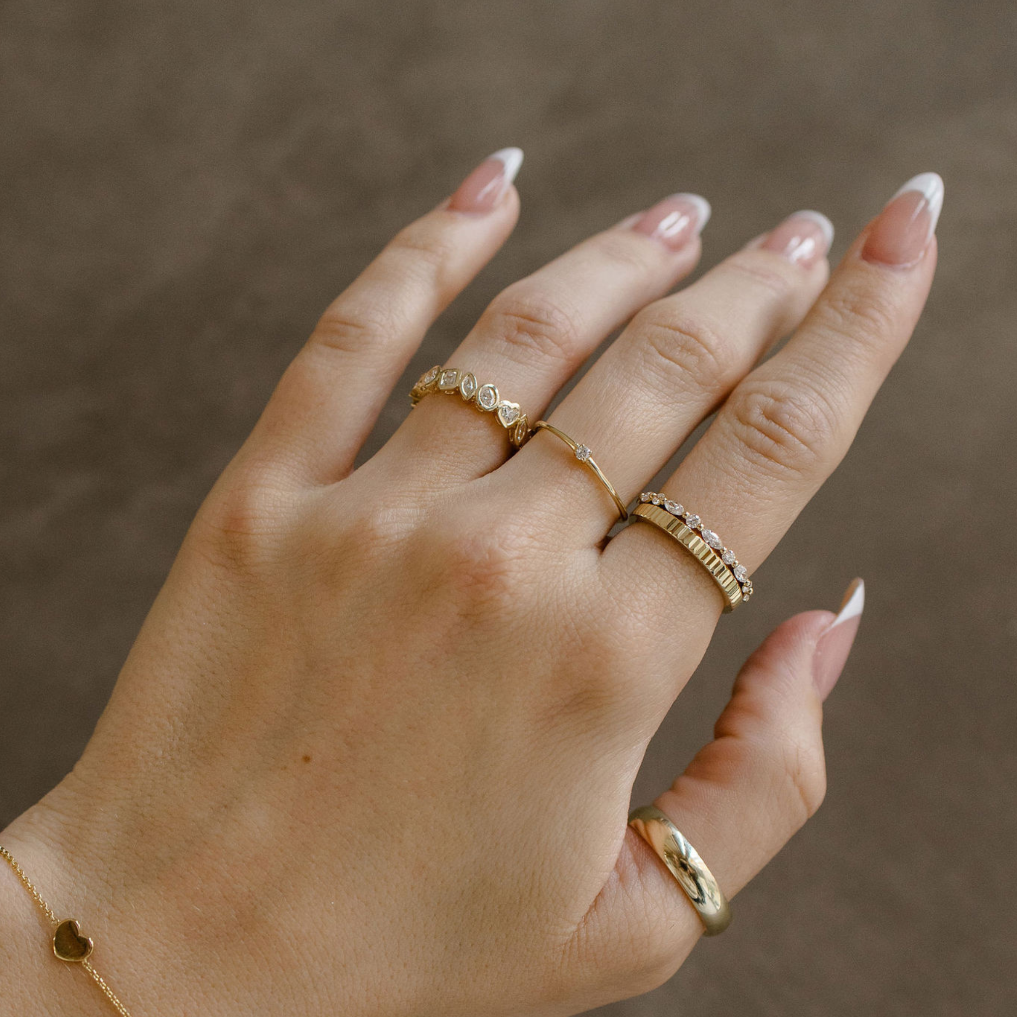 Round + Marquise Diamond Shared Prong Band - Happy Jewelers Fine Jewelry Lifetime Warranty