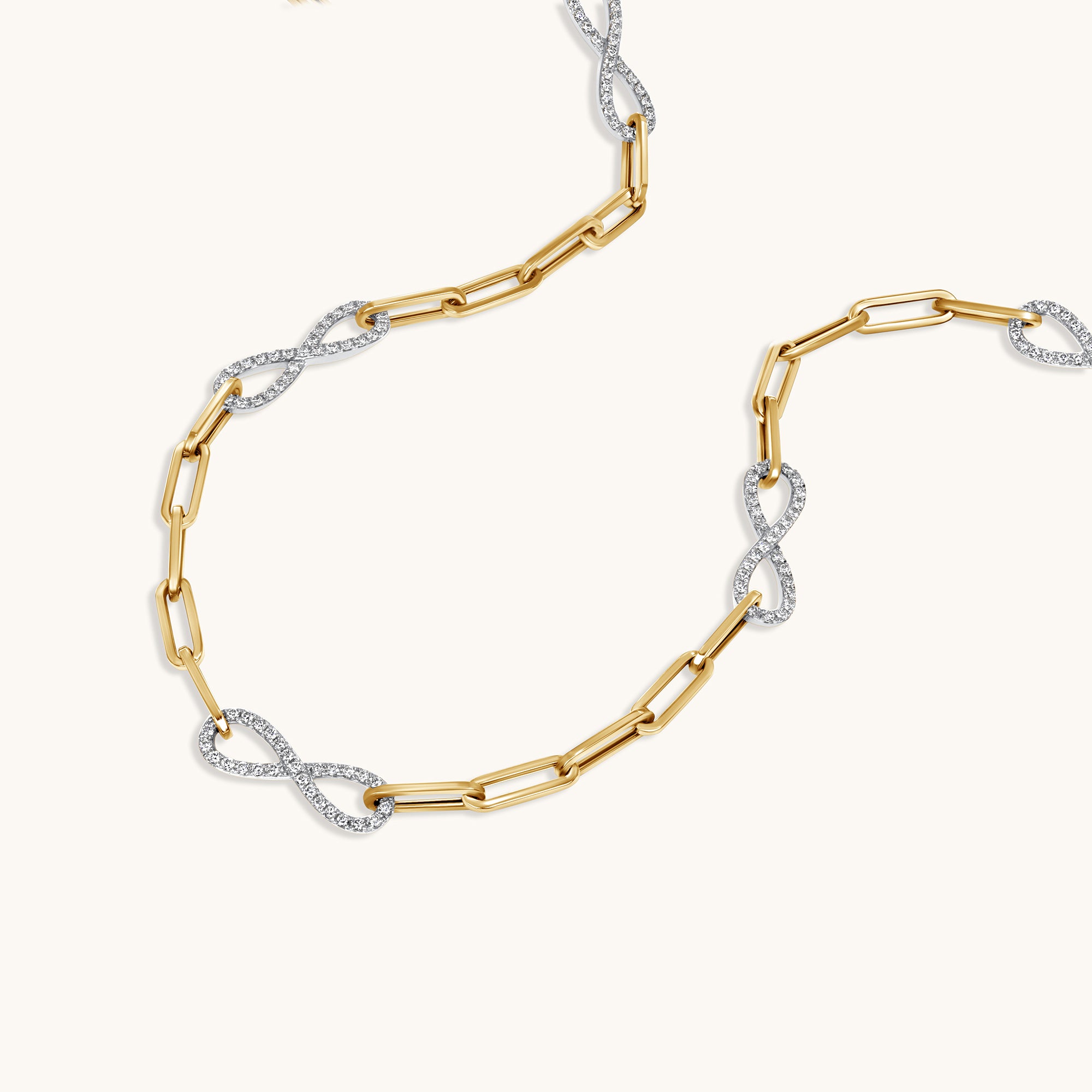 Two Tone Gold Infinity Paperclip Chain Necklace