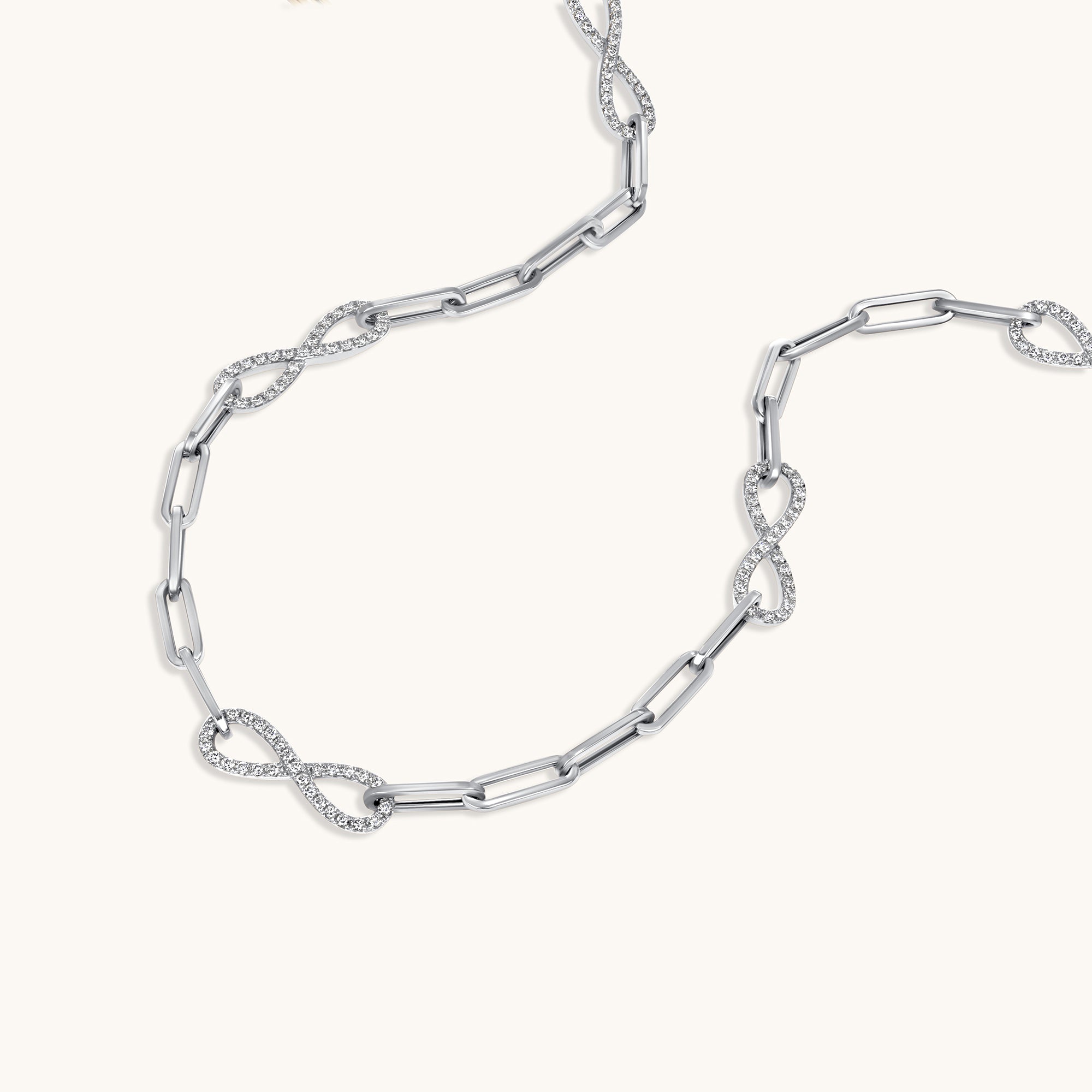 White Gold Infinity Paperclip Chain Necklace