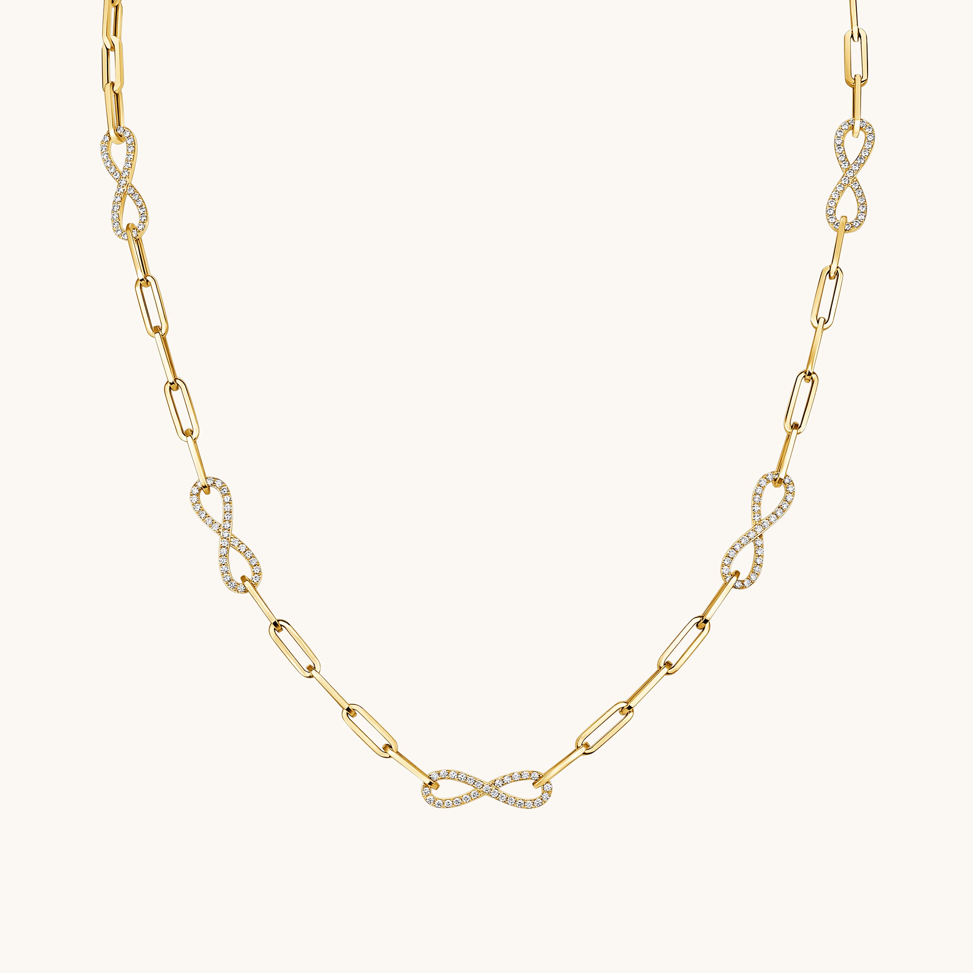 Yellow Gold Infinity Paperclip Chain Necklace