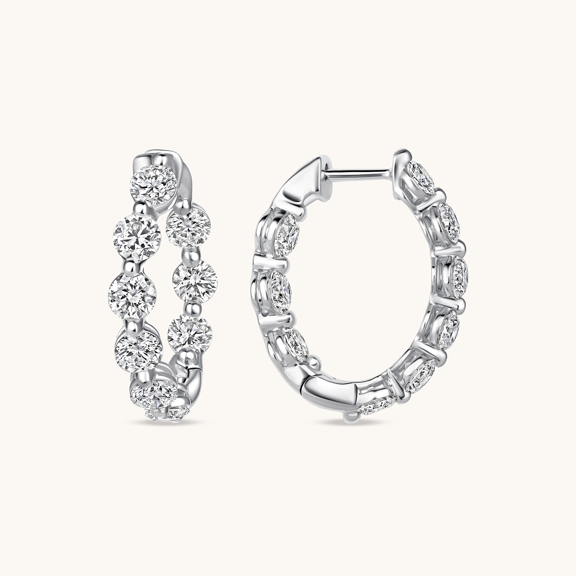 White Gold Inside Out Lab Diamond Hoop Earrings