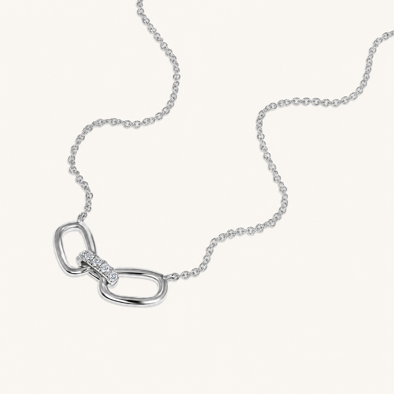 White Gold Interlocked Diamond Necklace