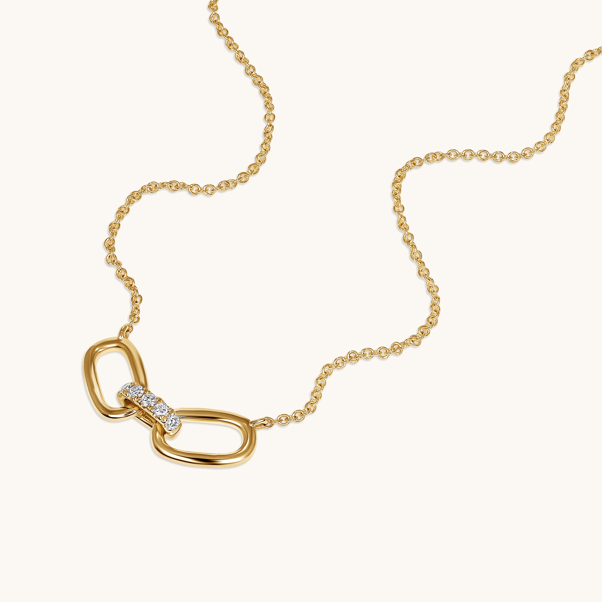 Yellow Gold Interlocked Diamond Necklace