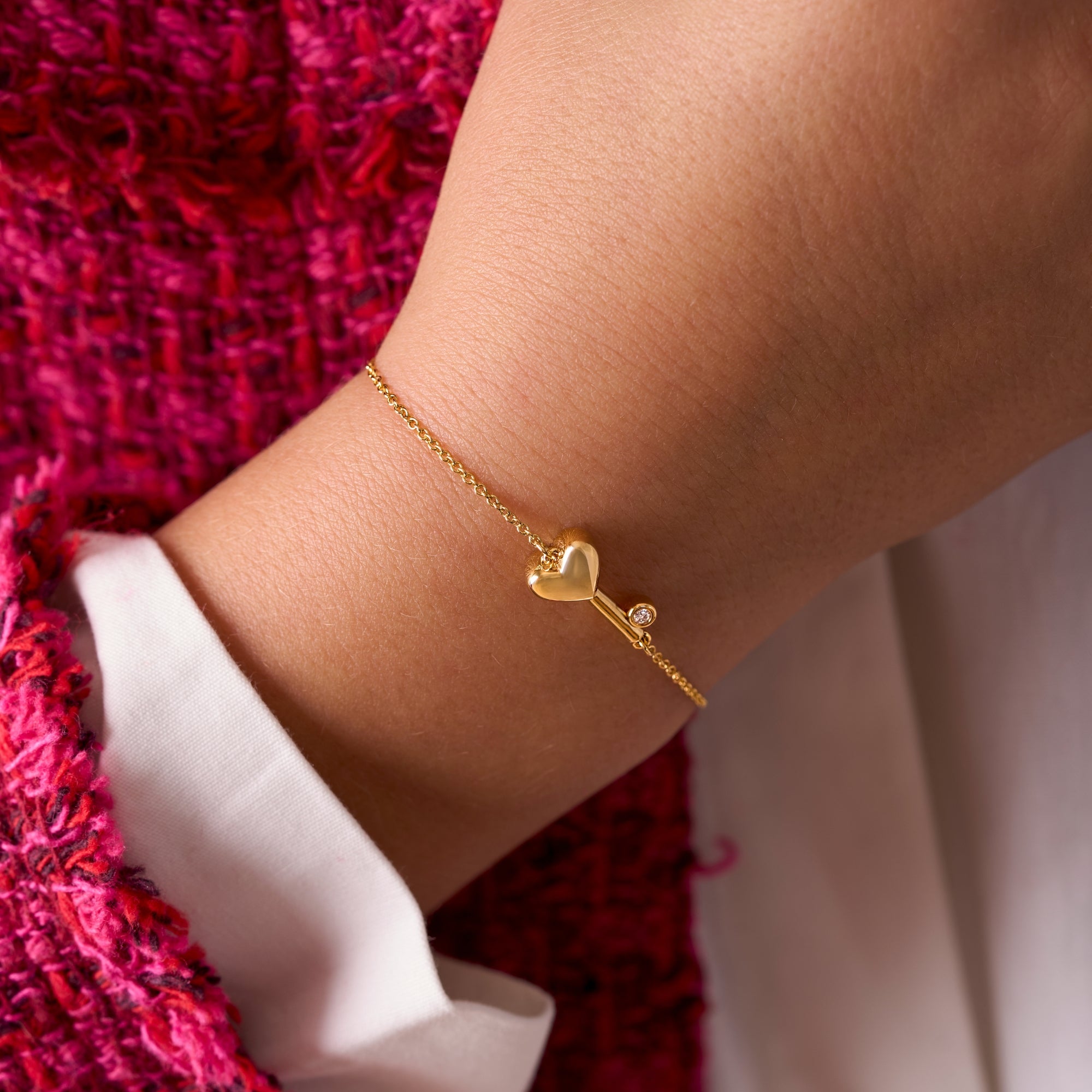 Kid's Diamond Bubble Heart Key Bracelet - Happy Jewelers Fine Jewelry Lifetime Warranty