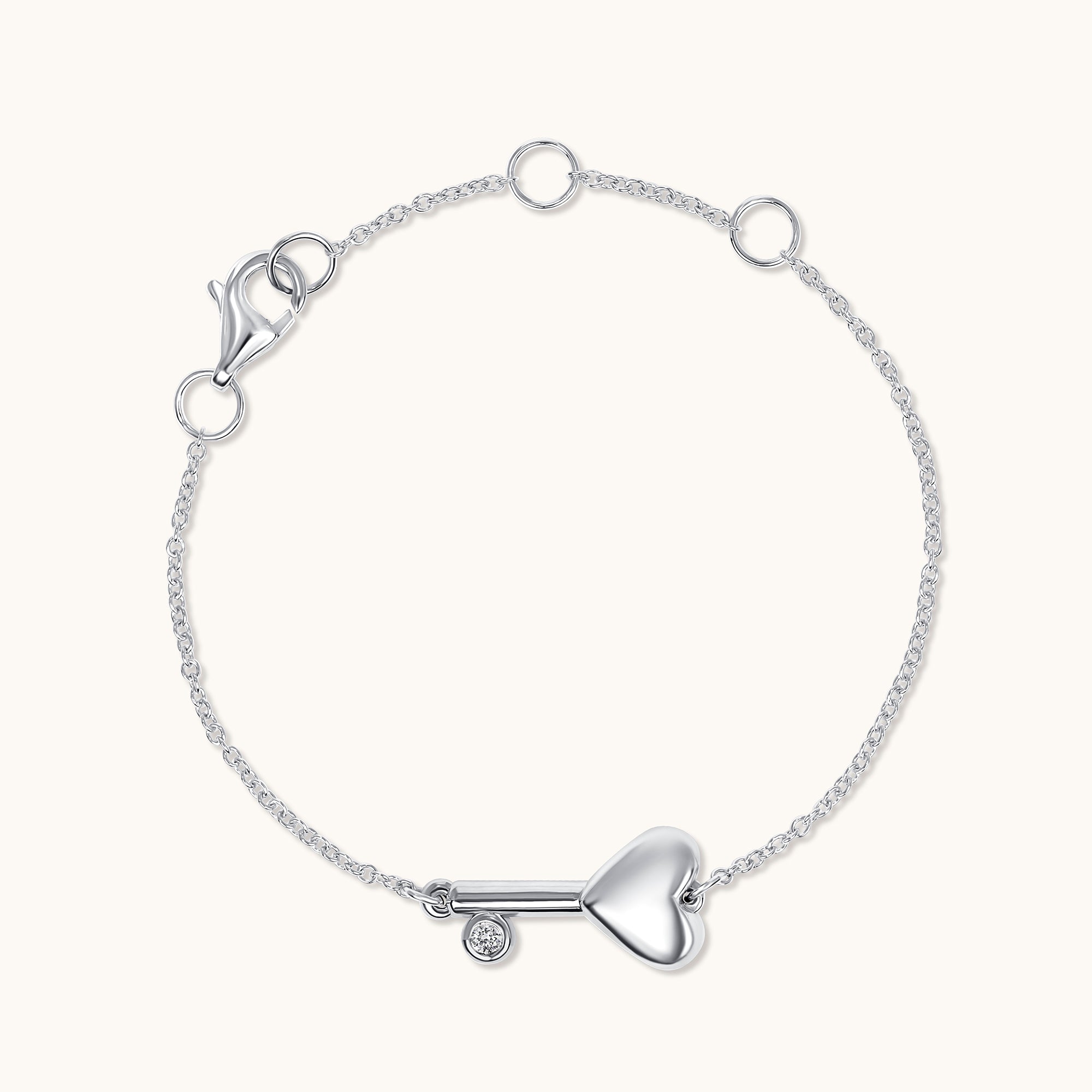 Kid's Bezzle Diamond Bubble Heart Key Bracelet - Happy Jewelers Fine Jewelry Lifetime Warranty