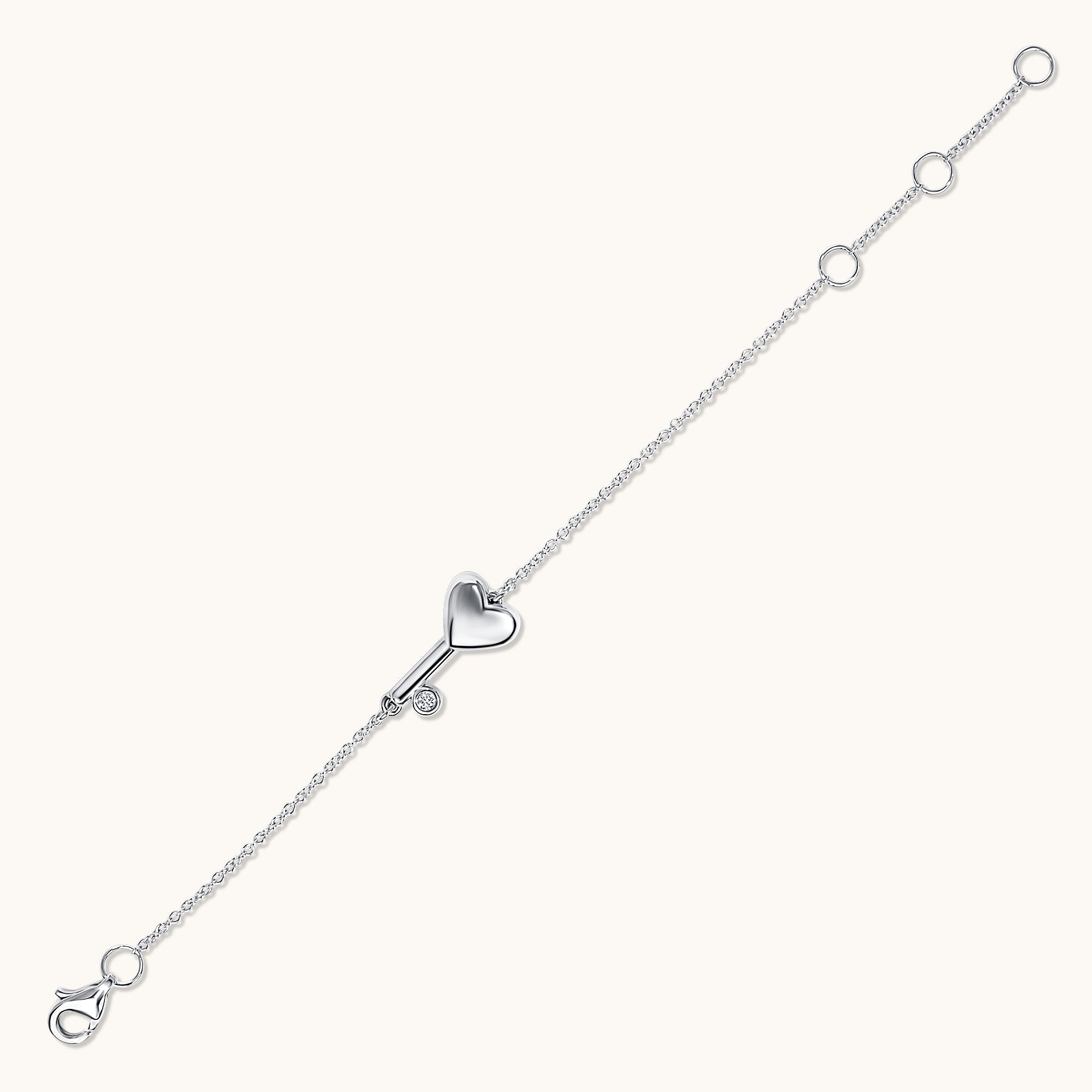 Kid's Bezzle Diamond Bubble Heart Key Bracelet - Happy Jewelers Fine Jewelry Lifetime Warranty