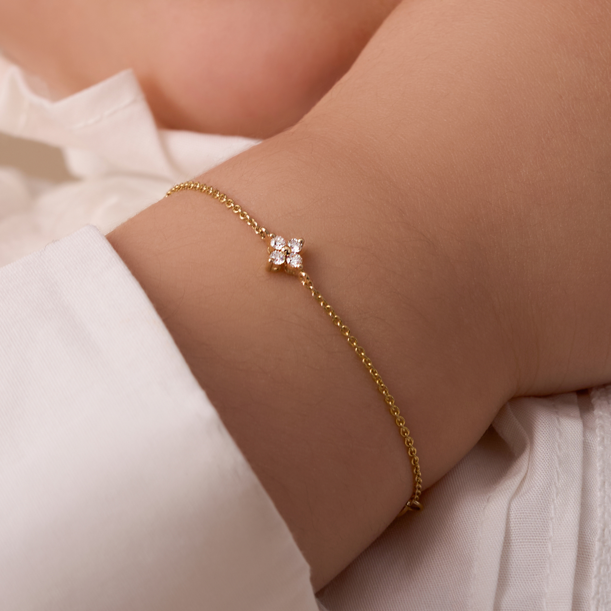 Kid's Dainty Lab Diamond Flower Bracelet - Happy Jewelers Fine Jewelry Lifetime Warranty