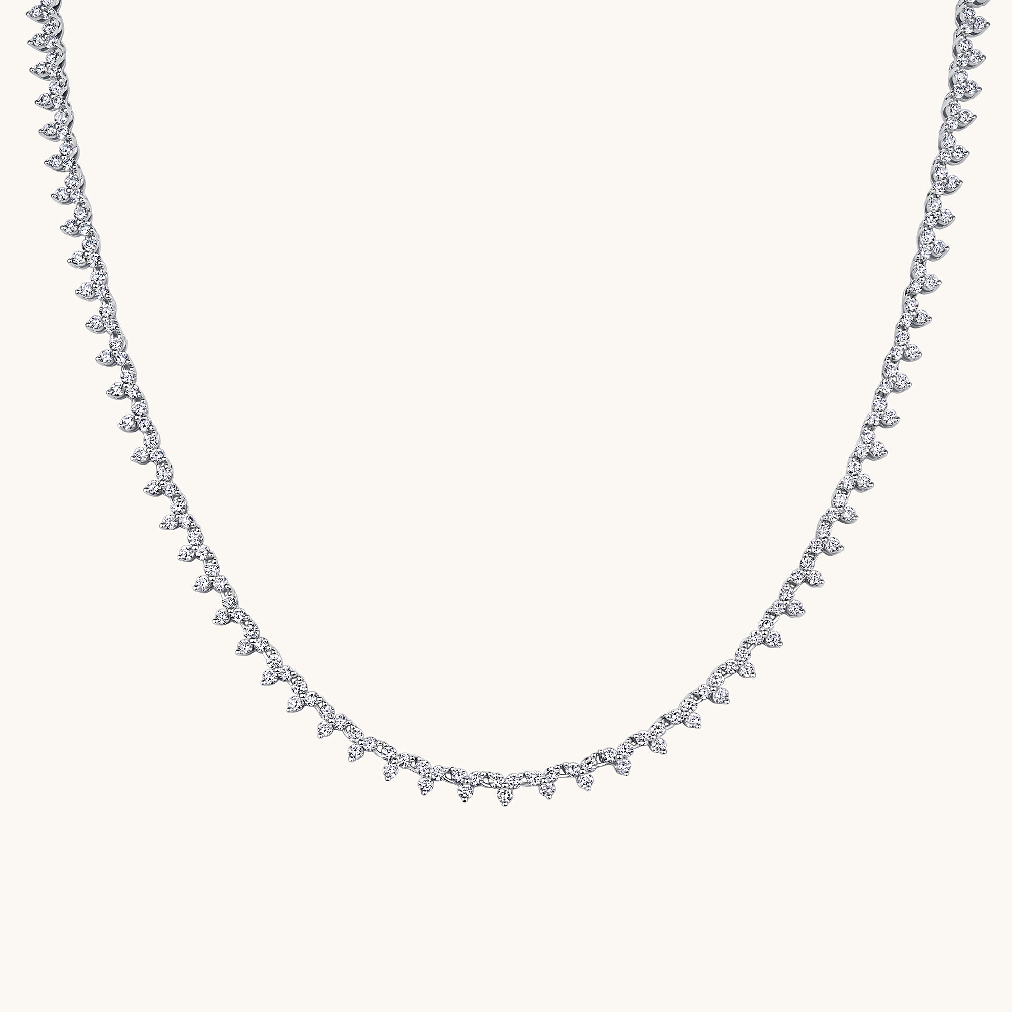 White Gold Lab Diamond Cluster Tennis Necklace