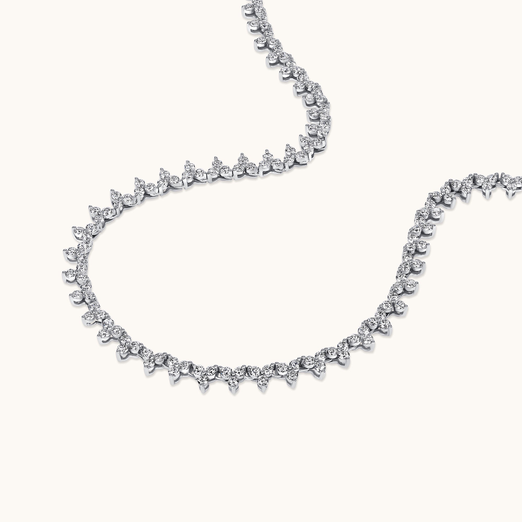 White Gold Lab Diamond Cluster Tennis Necklace
