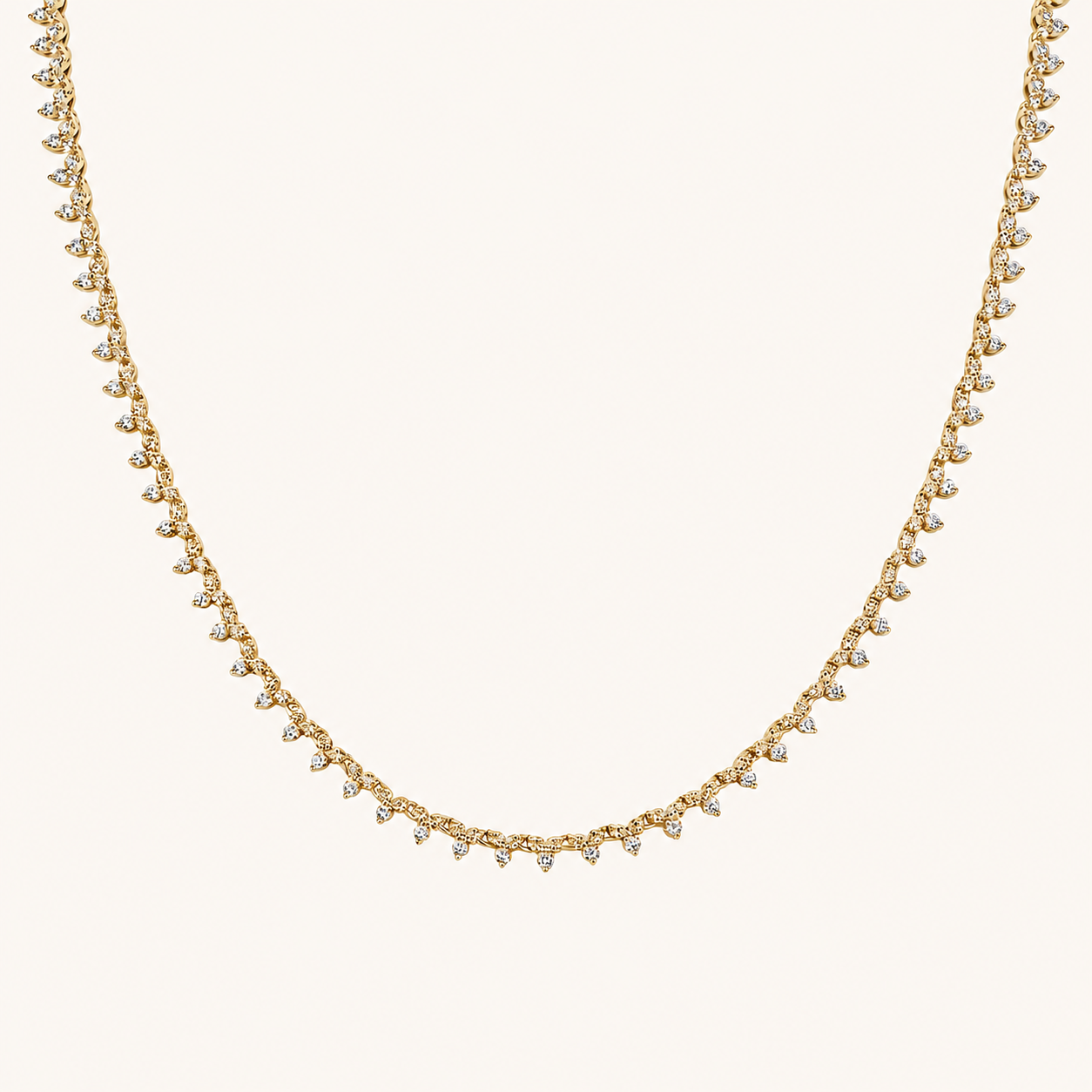 Yellow Gold Lab Diamond Cluster Tennis Necklace
