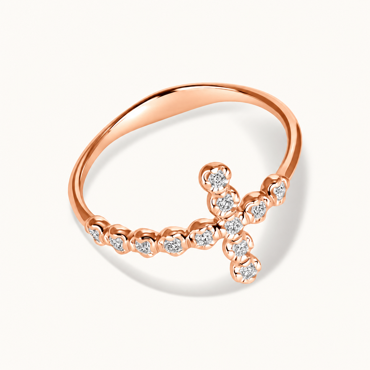 Large Diamond Bubble Cross Ring