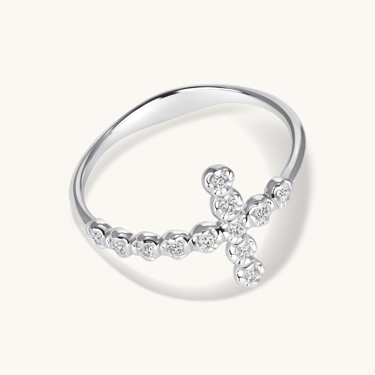 Large Diamond Bubble Cross Ring