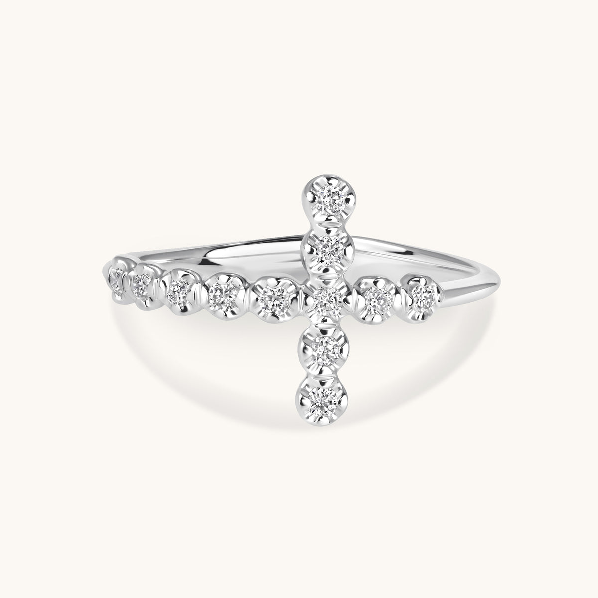 Large Diamond Bubble Cross Ring