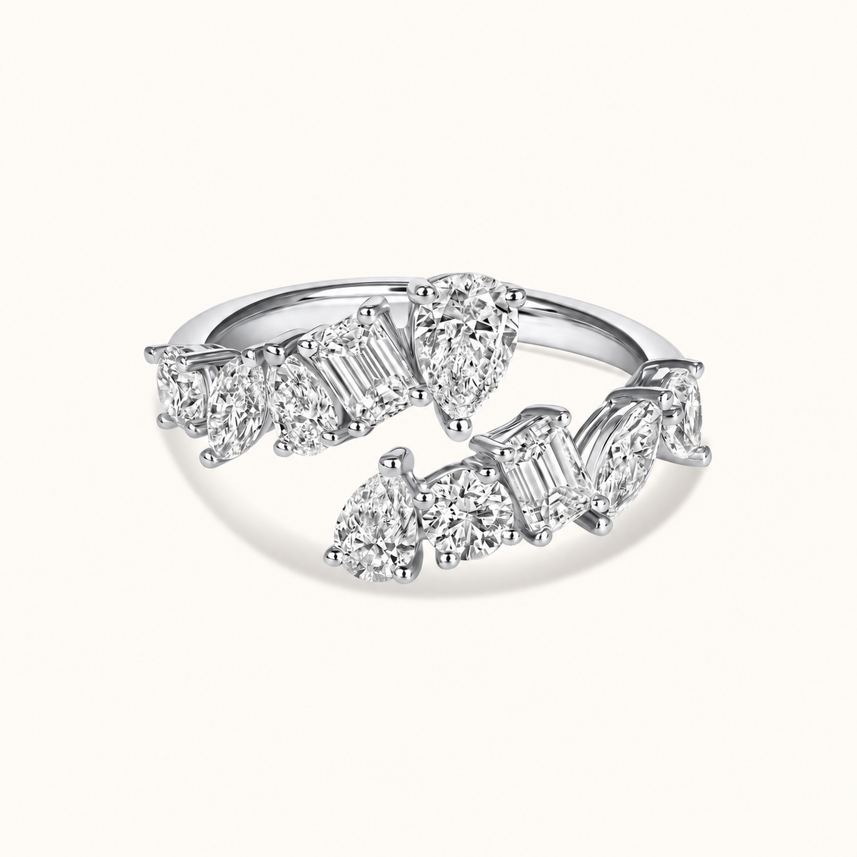 Large Multi-Diamond Open Cocktail Ring