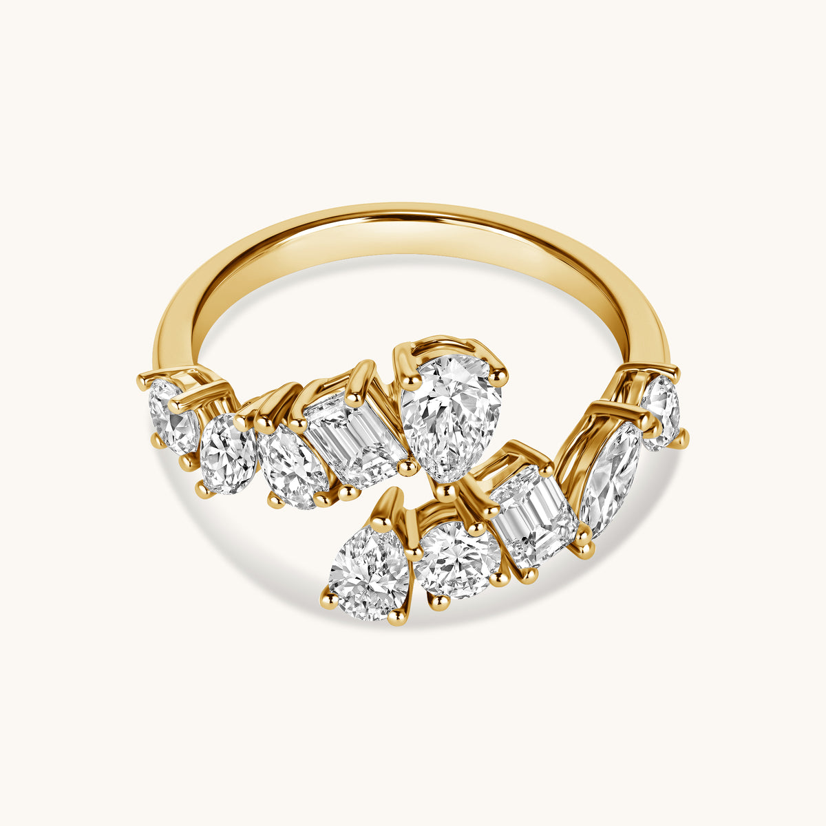 Large Multi-Diamond Open Cocktail Ring