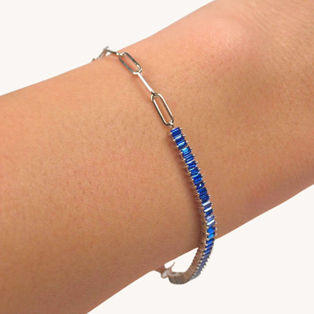Blue Sapphire Linked Up Chain Bracelet - Happy Jewelers Fine Jewelry Lifetime Warranty