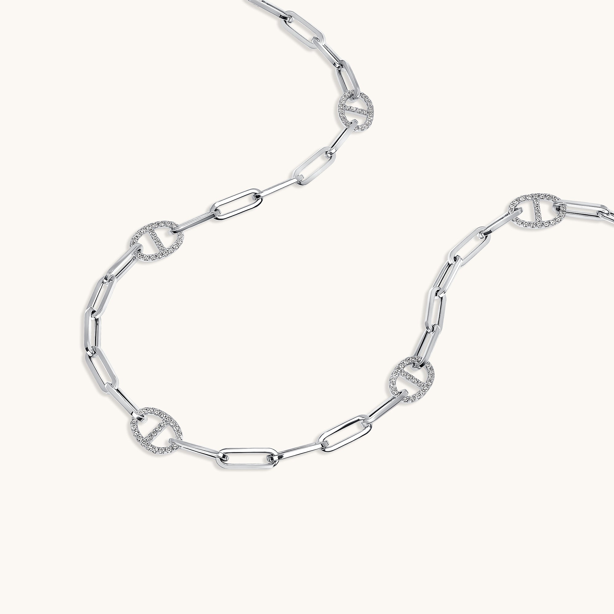 White Gold Mariner Paperclip Chain Necklace