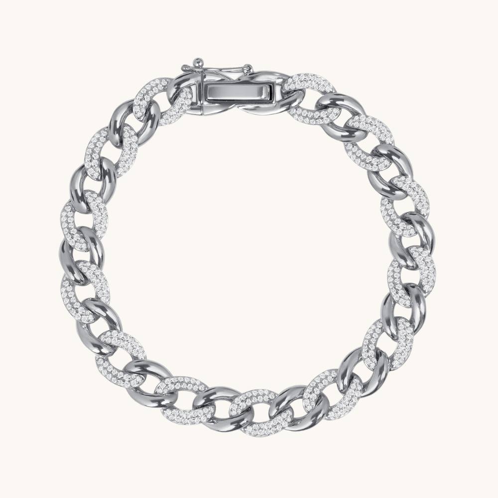 Men's Alternating Diamond Cuban Chain Bracelet - Happy Jewelers Fine Jewelry Lifetime Warranty